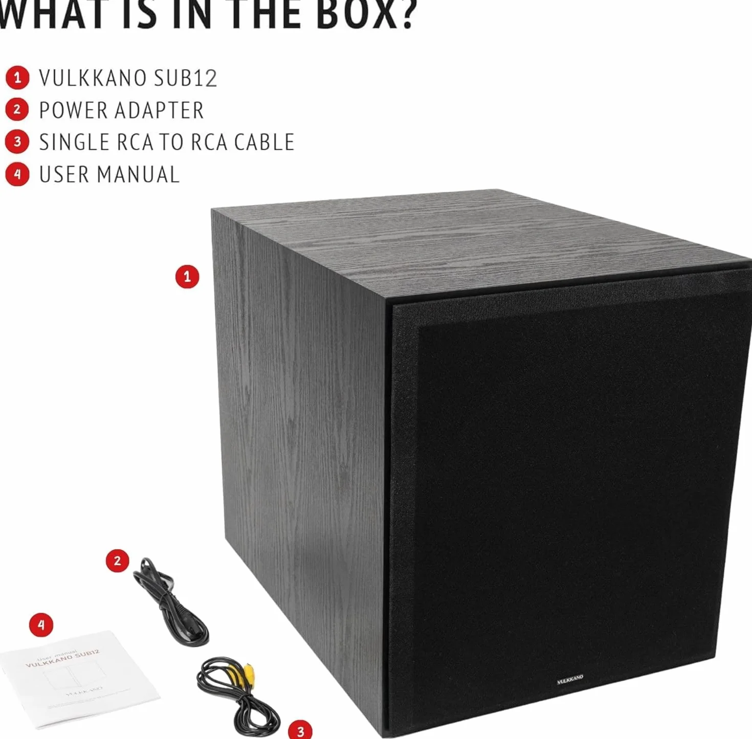 VULKKANO SUB12 Subwoofer Activo de 12 Pulgadas, Frecuencia de 40Hz-200Hz, 200W