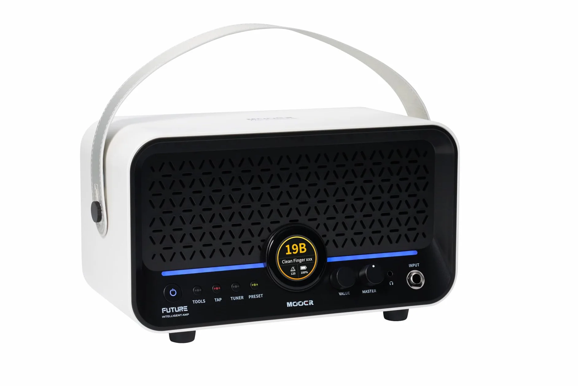 Mooer F15i Li - Combo de Guitarra Multi-Efectos y Modelado, 15 Vatios, con Batería - Blanco Nieve