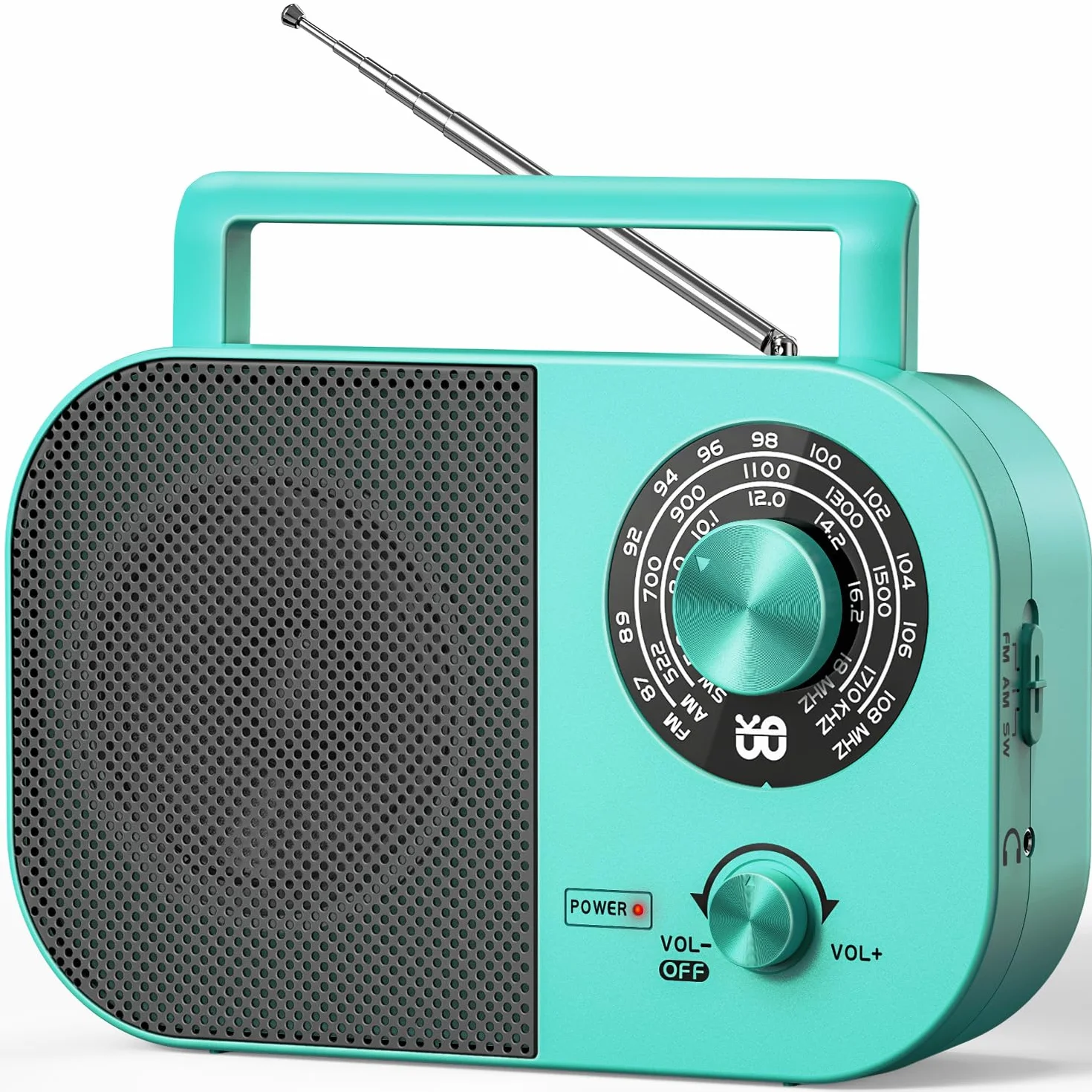 Radio portátil,Am,FM,SW,FM Radio Portátil con Fuente de Alimentación y Batería, Altavoz Integrado y Toma de Auriculares, Adecuada para Uso en Casa/Exterior/Camping/Emergencia.（Azul）