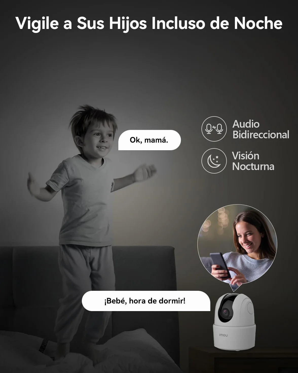 Imou Cámara IP WiFi Interior 2K (3MP) con Detección de Humano, 360°, Audio Bidireccional, Compatible con Alexa