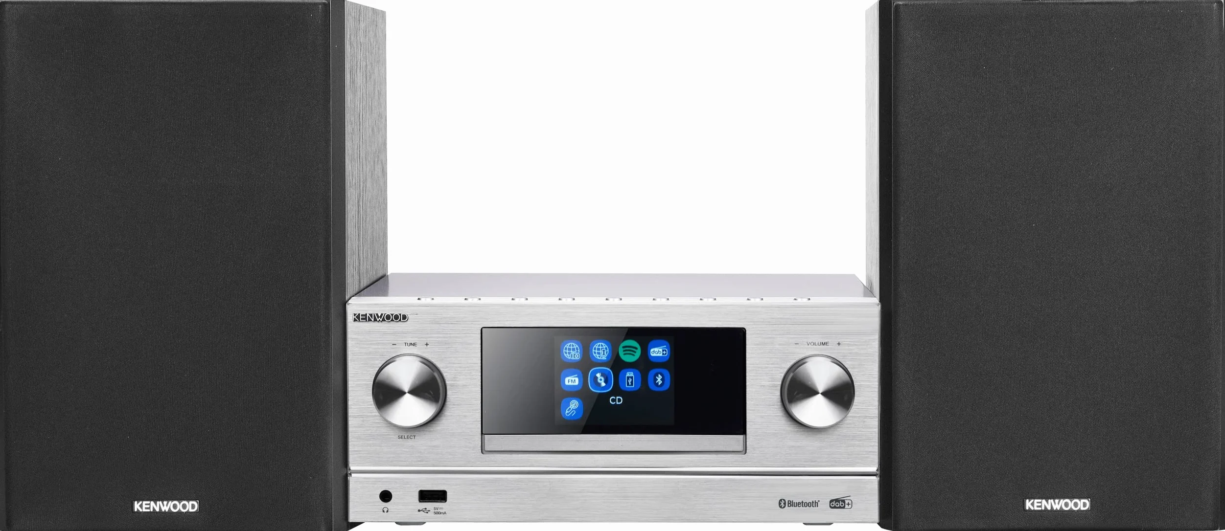 Kenwood M-9000S-S - Micro Sistema Hi-Fi con CD, Dab +, Radio por Internet, Spotify, FM, Bluetooth, USB y Gran Pantalla a Color TFT