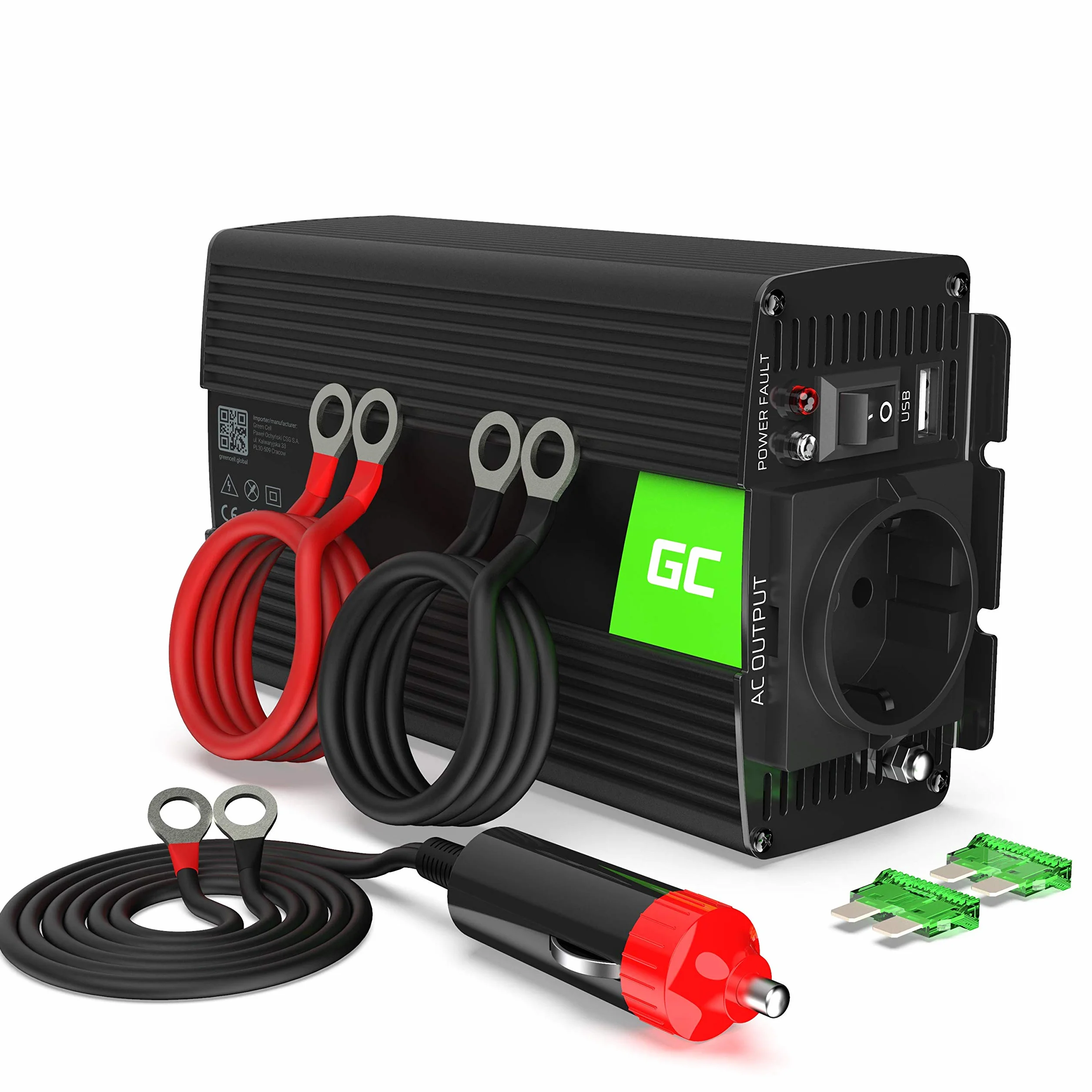 Green Cell 300W/600W 12V a 220V/230V Inversor de Corriente Onda Sinusoidal Modificada DC AC Power Inverter para Coche Camión con Puerto USB
