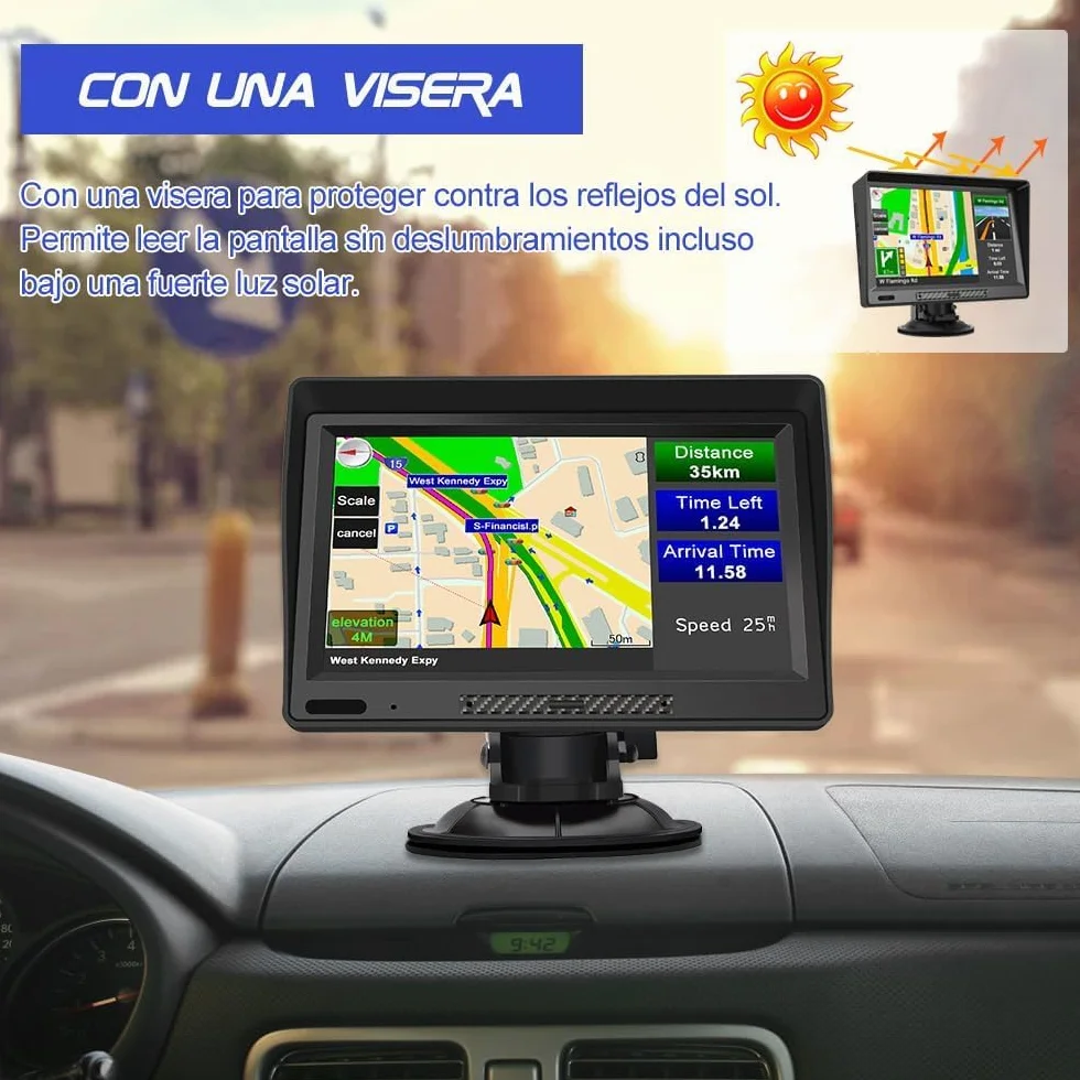 Navegador GPS para Camiones y Coches con Bluetooth y Cámara Trasera de 9 Pulgadas Pantalla LCD Multimedia, con Actualizaciones de Mapas de Europa para Toda la Vida