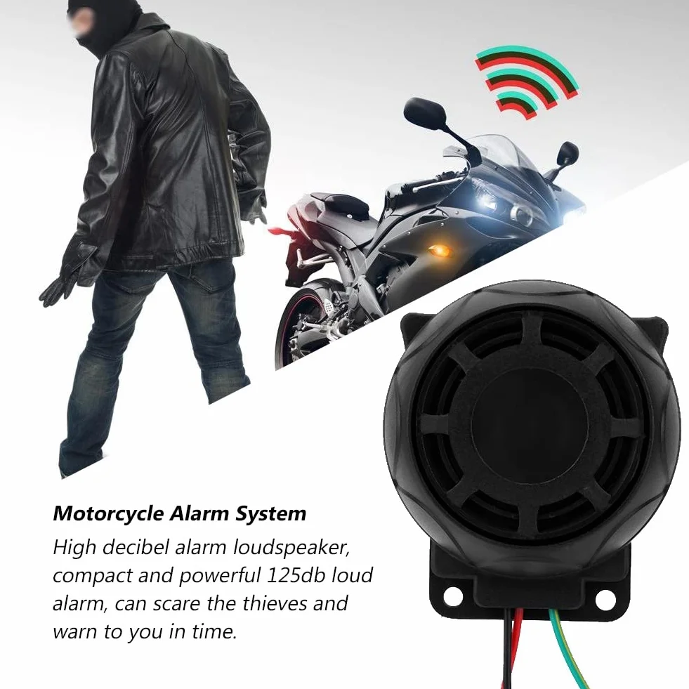 Alarma para Motocicleta, Kit de Seguridad antirrobo de 12V, Dispositivo de Alarma para Motocicleta súper Fuerte de 115dB, Control Remoto bidireccional, Alarma de Seguridad antirrobo