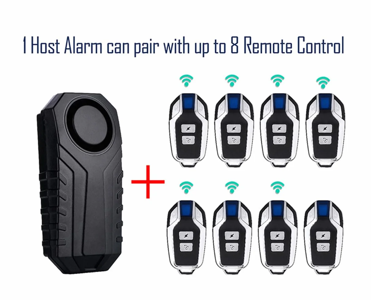Alarma de Bicicleta Actualizada Sensor de Movimiento de Vibración Inalámbrico a Prueba de Agua Antirrobo 113dB con Control Remoto para Bicicletas Motocicletas Coche Scooter Vehículos