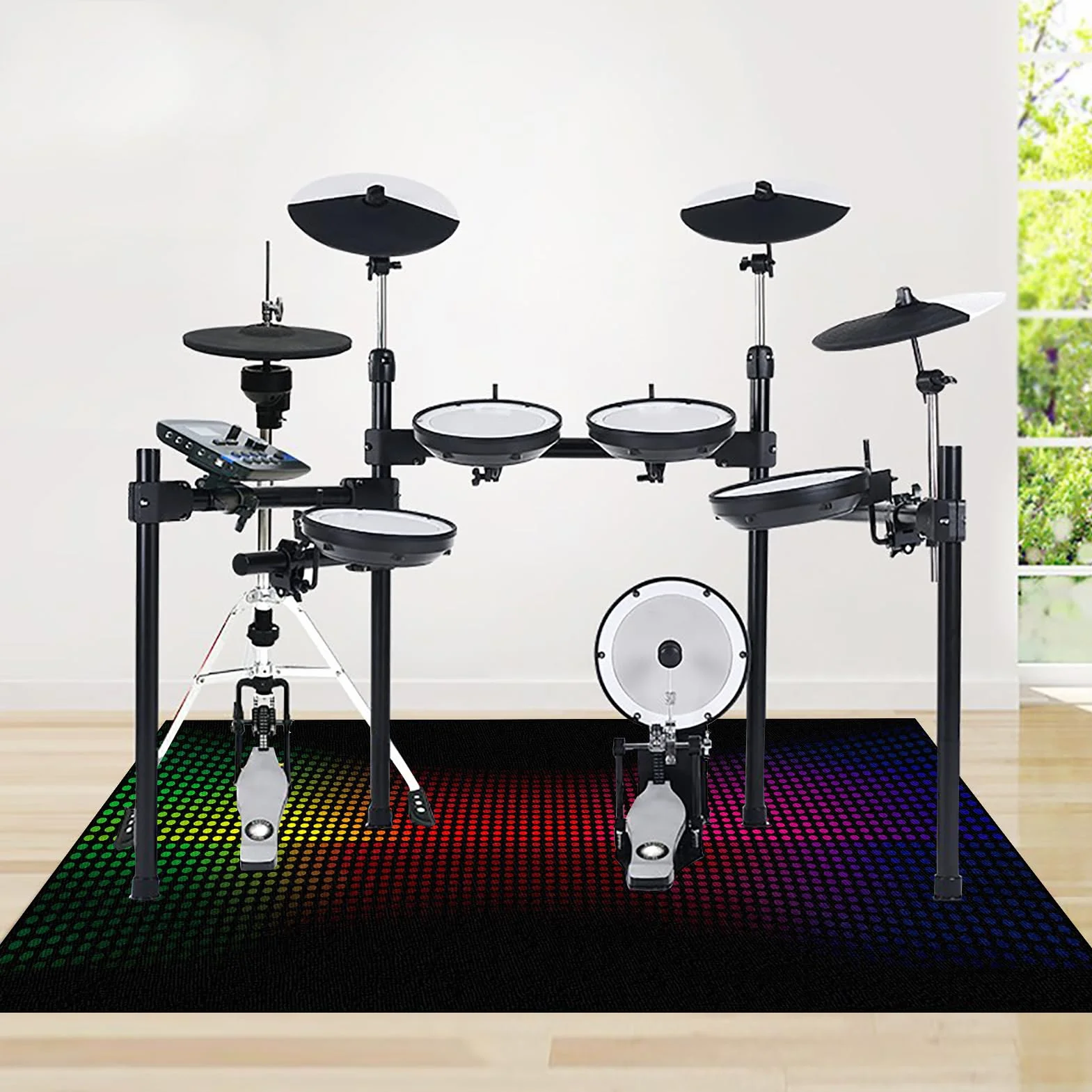 230 x 200 cm Alfombra para Batería, Alfombra de Tambor, Rectangular Profesional Kit Profesional de Batería de Jazz Electrónico, Rectangular para Tambor de Bajo, Tambor y Otros Instrumentos