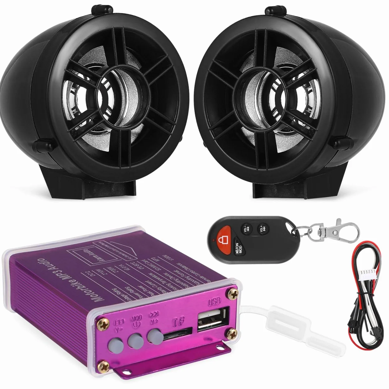 OUNONA Altavoces para motocicleta, amplificador, sistema de sonido de audio, sistema de sonido de radio para motocicleta