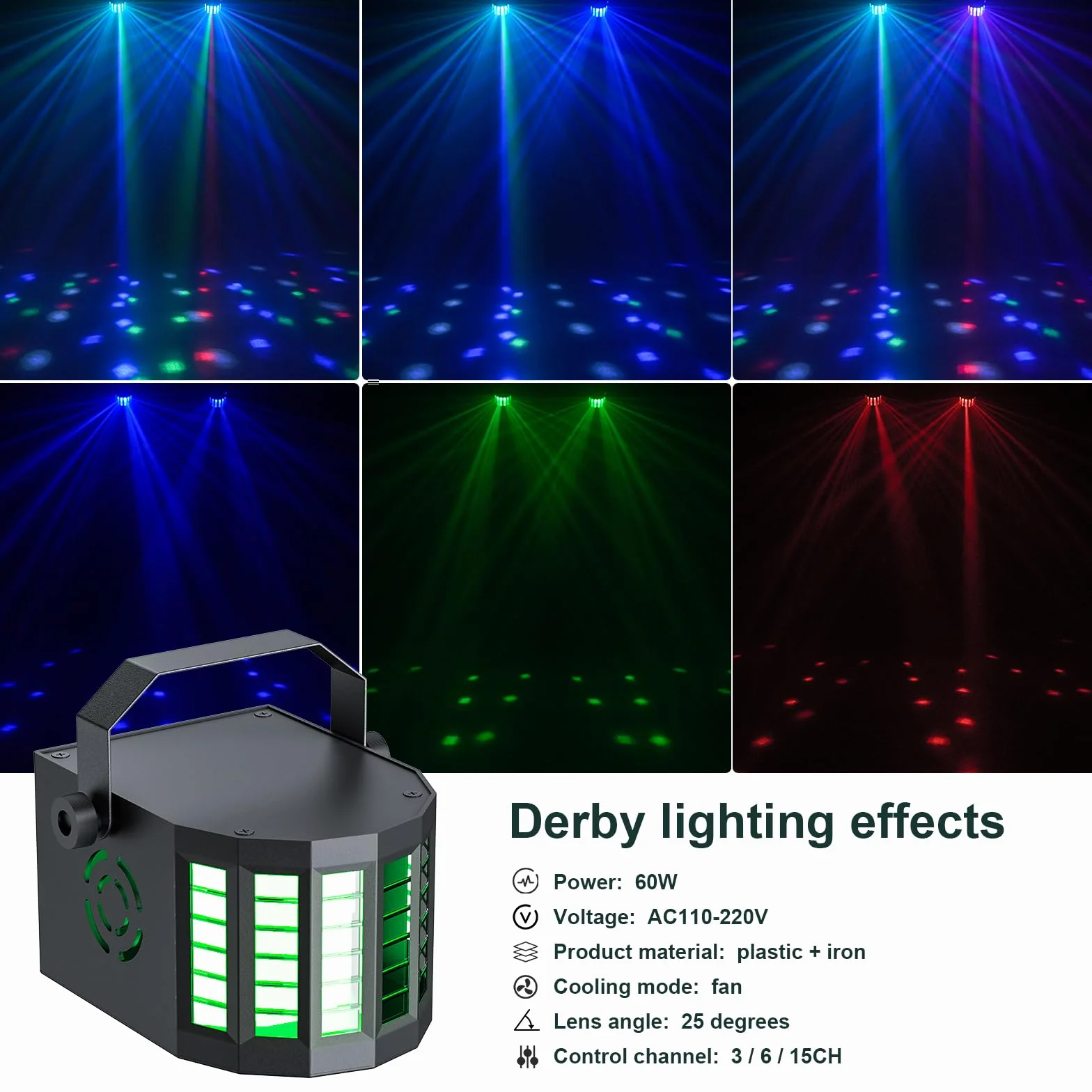 60W RGBW+Derby DMX Par LED dj luz discoteca con y soporte con control remoto, Iluminación de escenario con trípode ajustable para conciertos, bodas, cumpleaños, Halloween- con bolsa
