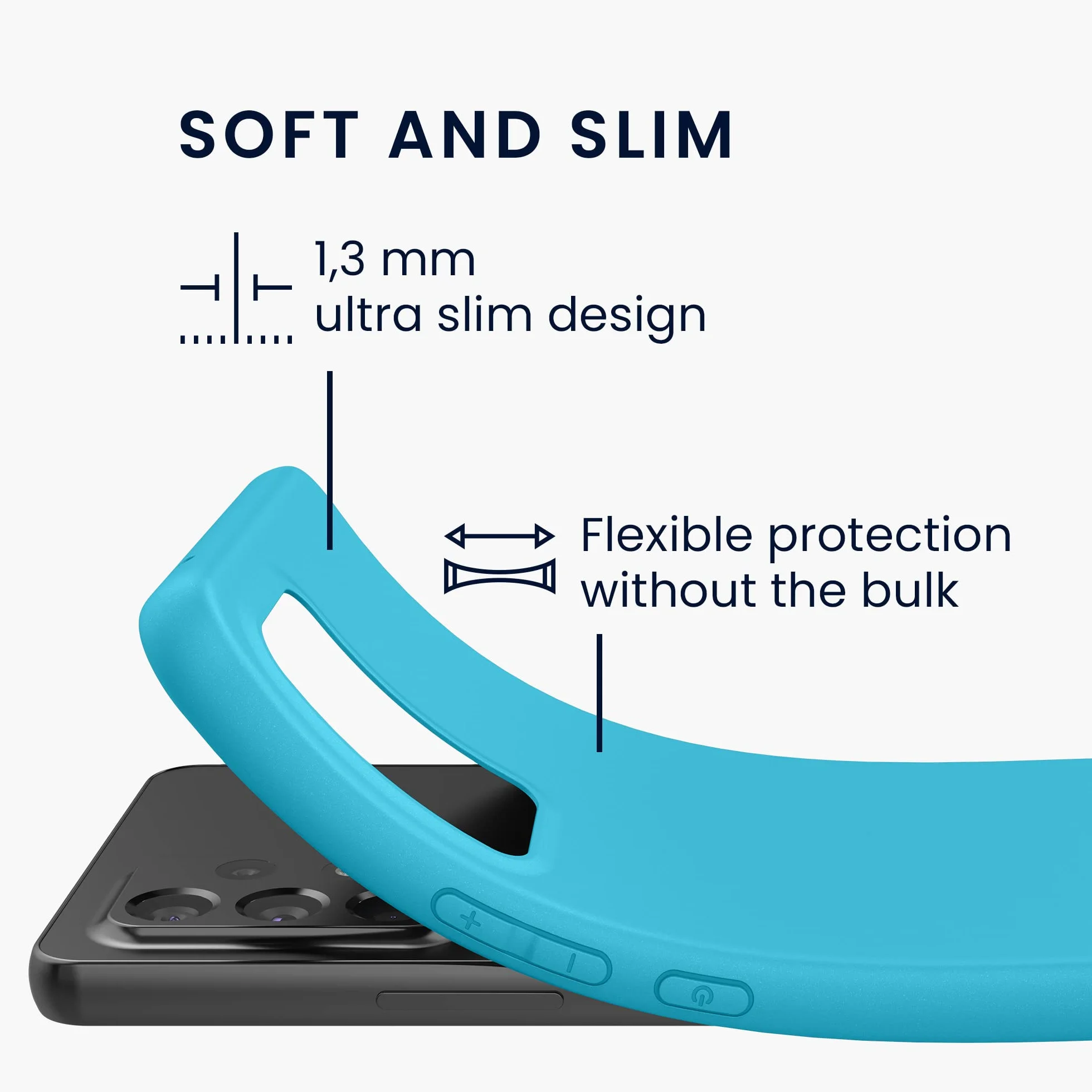 kwmobile Funda Samsung Galaxy A53 5G Carcasa TPU Silicona Ultrafina Bordes elevados Glaciar Cool