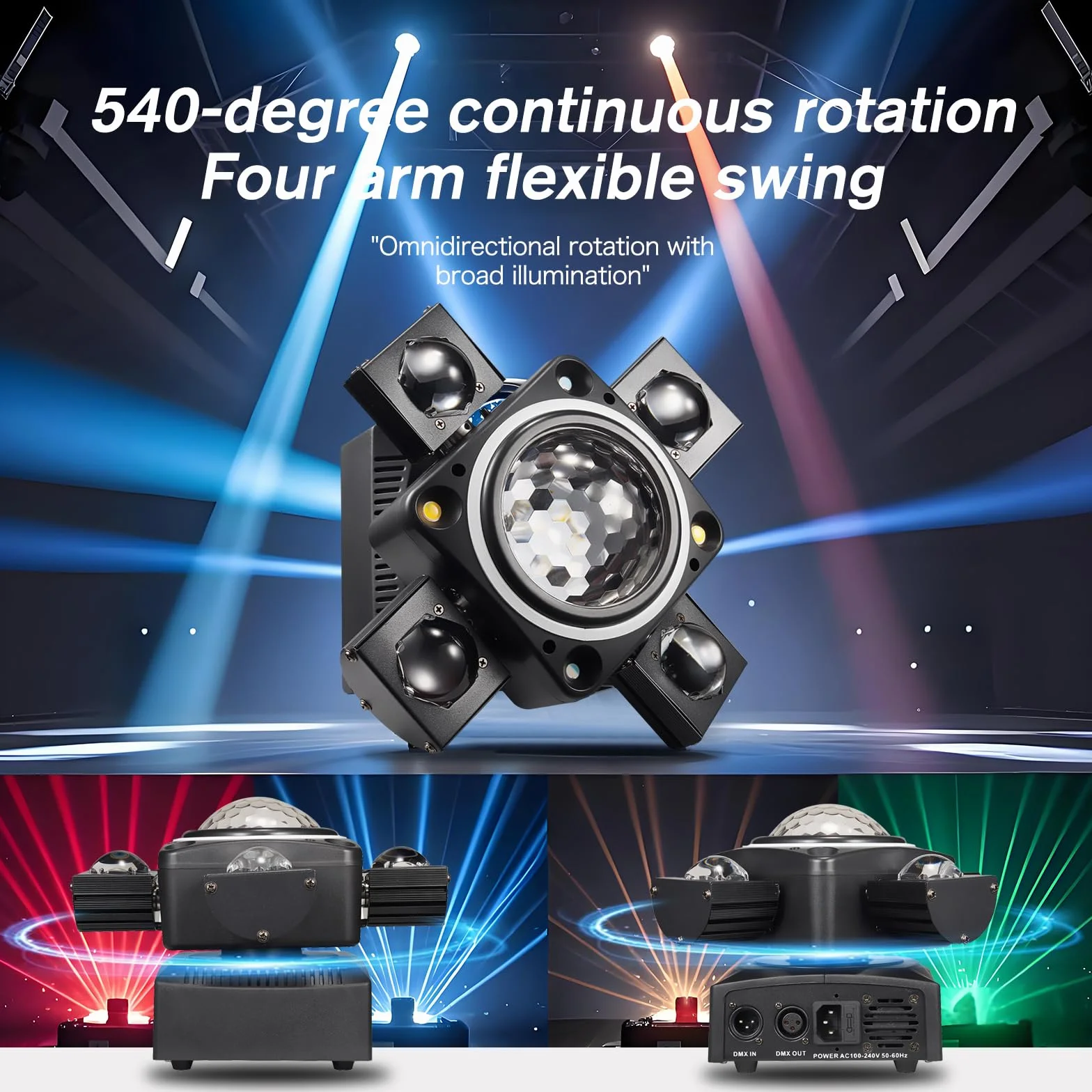 Luz de discoteca XJG-102, proyector LED RGB controlado por música, efecto DMX, para KTV, fiestas, eventos familiares, bodas, cumpleaños, Halloween