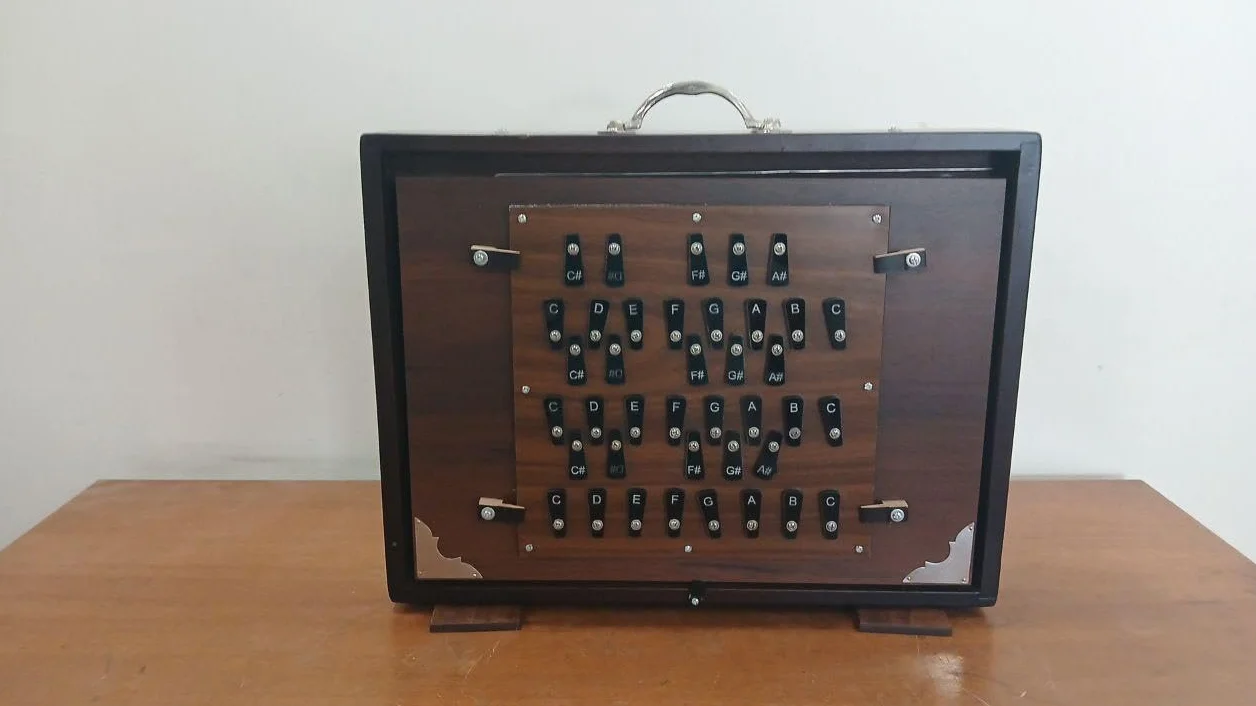 Caja Shruti de 39 teclas, color marrón oscuro, instrumento de dron de 3 octavas (C–C), 440 Hz y 432 Hz, afinado, pedal de pie opcional, acabado de madera de teca hecho a mano