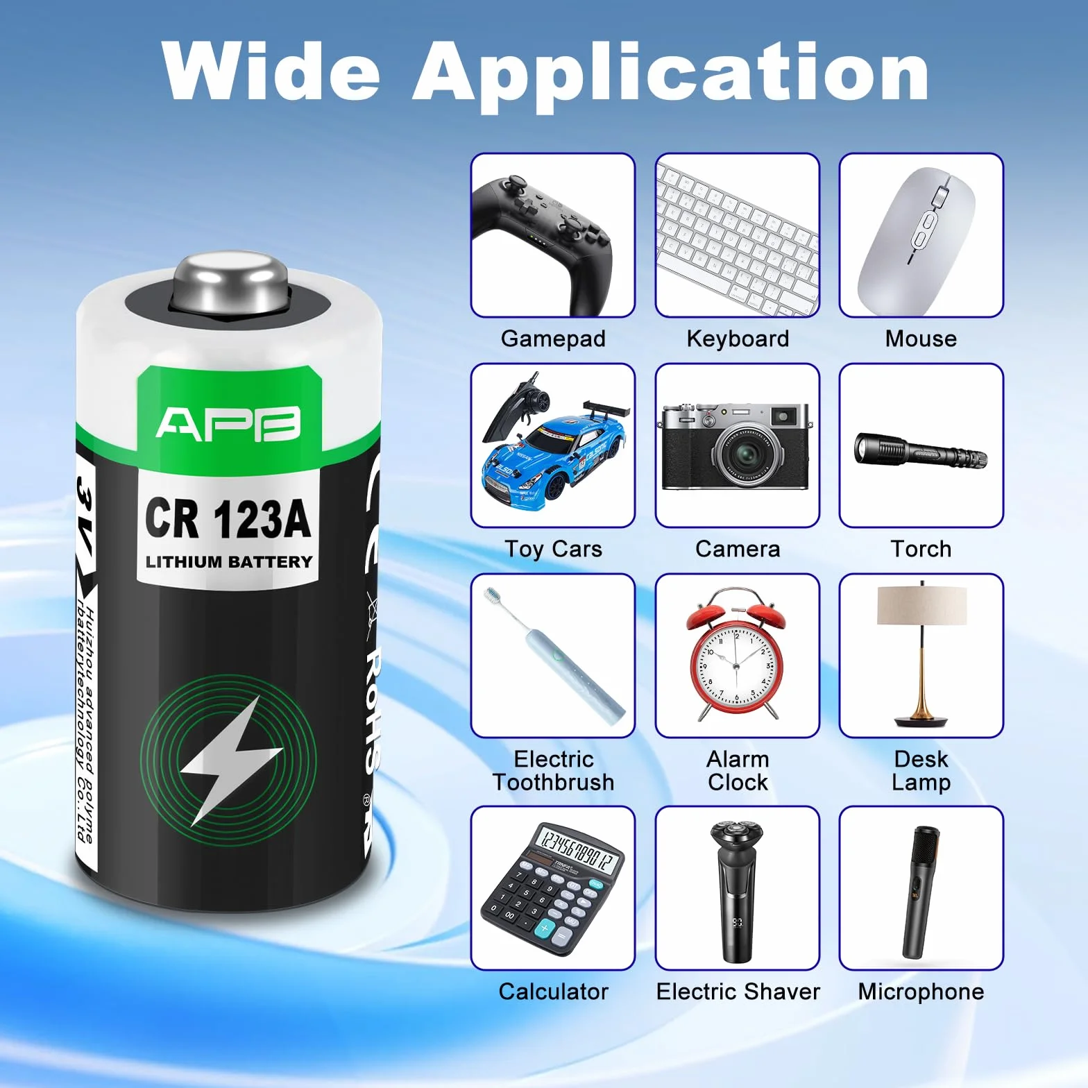 Pila CR123A, Paquete de 10 CR123A 3V Lithium Battery Vida útil de 10 Año Pilas CR123 para Antorchas, Detectores de Humo, Sistemas de Alarma, Proyectores, Cámaras