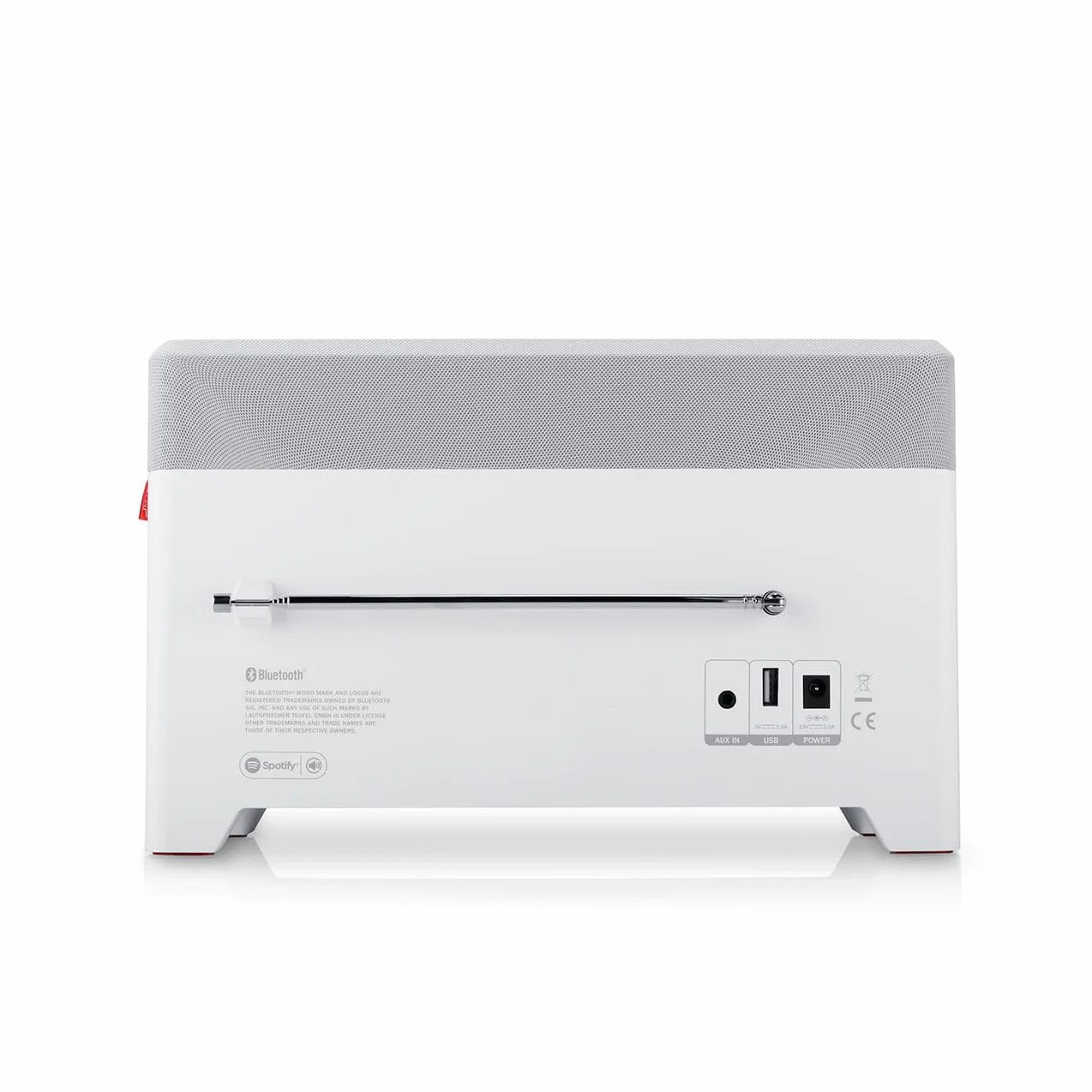 Teufel Radio 3SIXTY - Altavoz Bluetooth con Radio Digital Premium Internet Dab+, Sonido de 360 Grados, función de Banco de energía, subwoofer, función de Despertador - Blanco