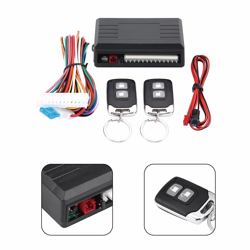 Sistema de Entrada sin Llave para Automóvil, Alarma Coche con Arranque 80 Metros 12V Universal Kit Control Central Remoto Liberación Cerradura Puerta Maletero Actualización Cierre Centralizado