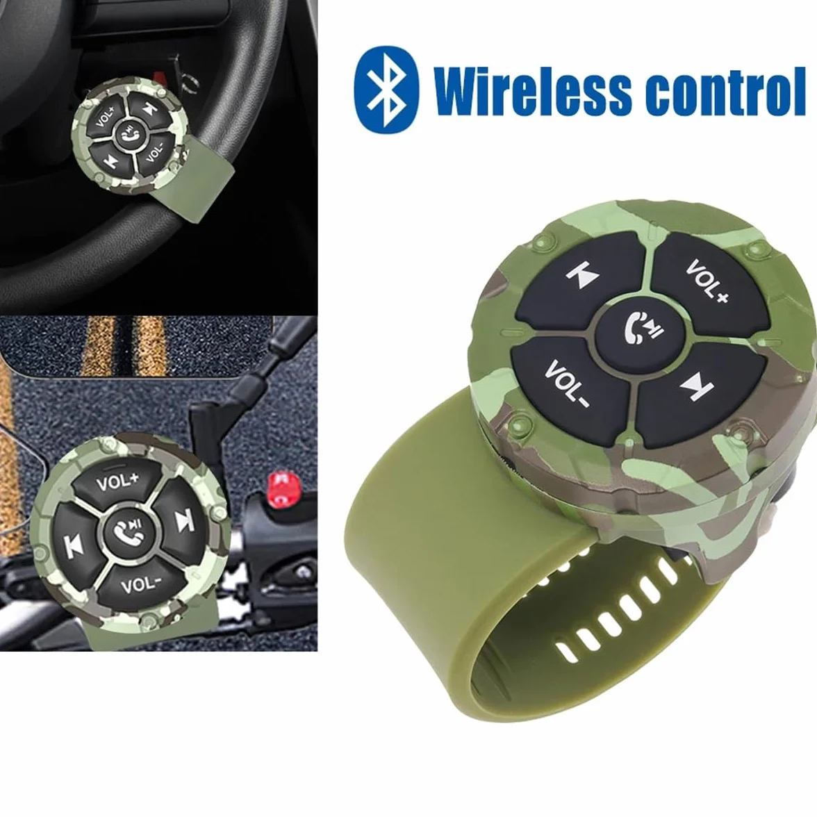 Control Remoto Inalámbrico Bluetooth Impermeable IP67 Universal Verde para Coche