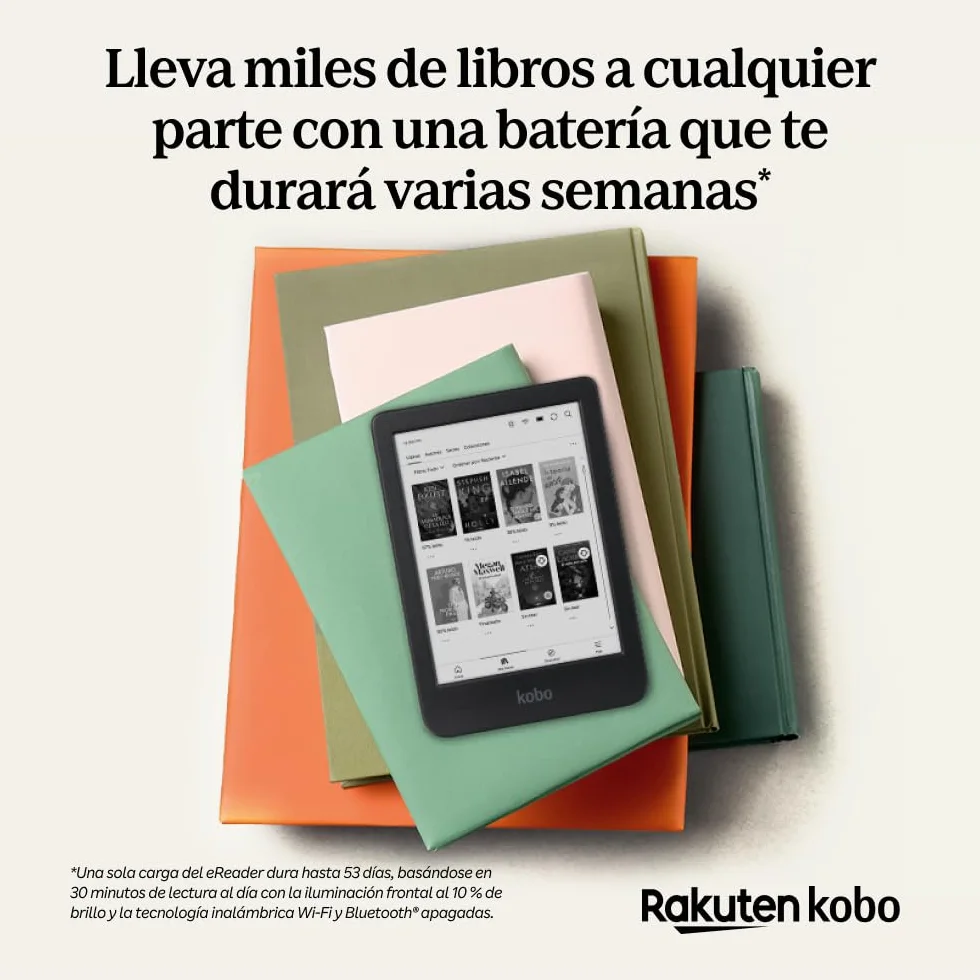 Kobo Clara BW eReader 6 cala Pantalla táctil antirreflejos ComfortLight Pro Modo Oscuro Audiolibros Resistente al Agua 16 GB Negro