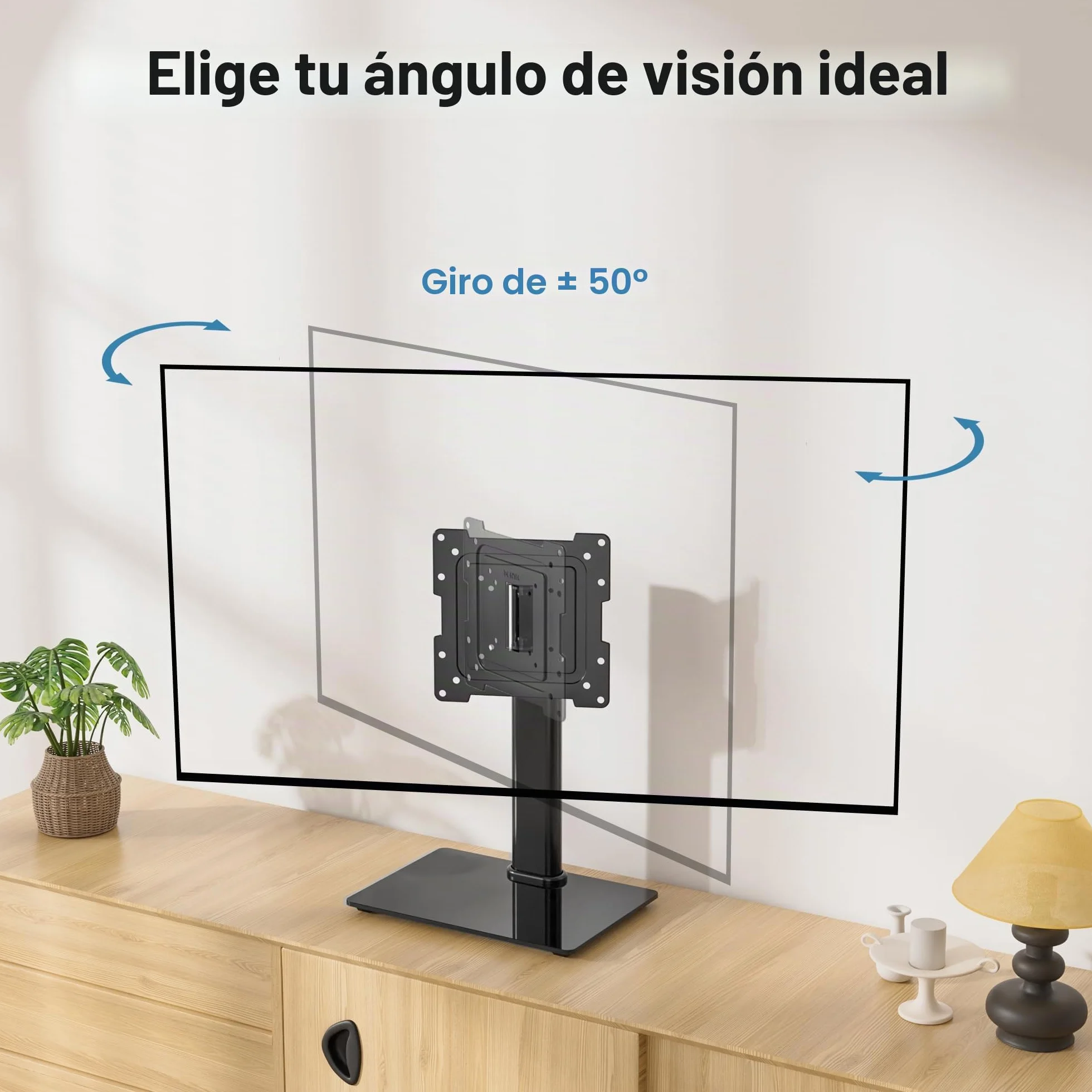 BONTEC Soporte TV Pie Universal para Pantallas 23-42 Pulgadas LCD LED OLED Plasma Curva, Rotación Altura Ajustable, 45kg, VESA 200x200mm