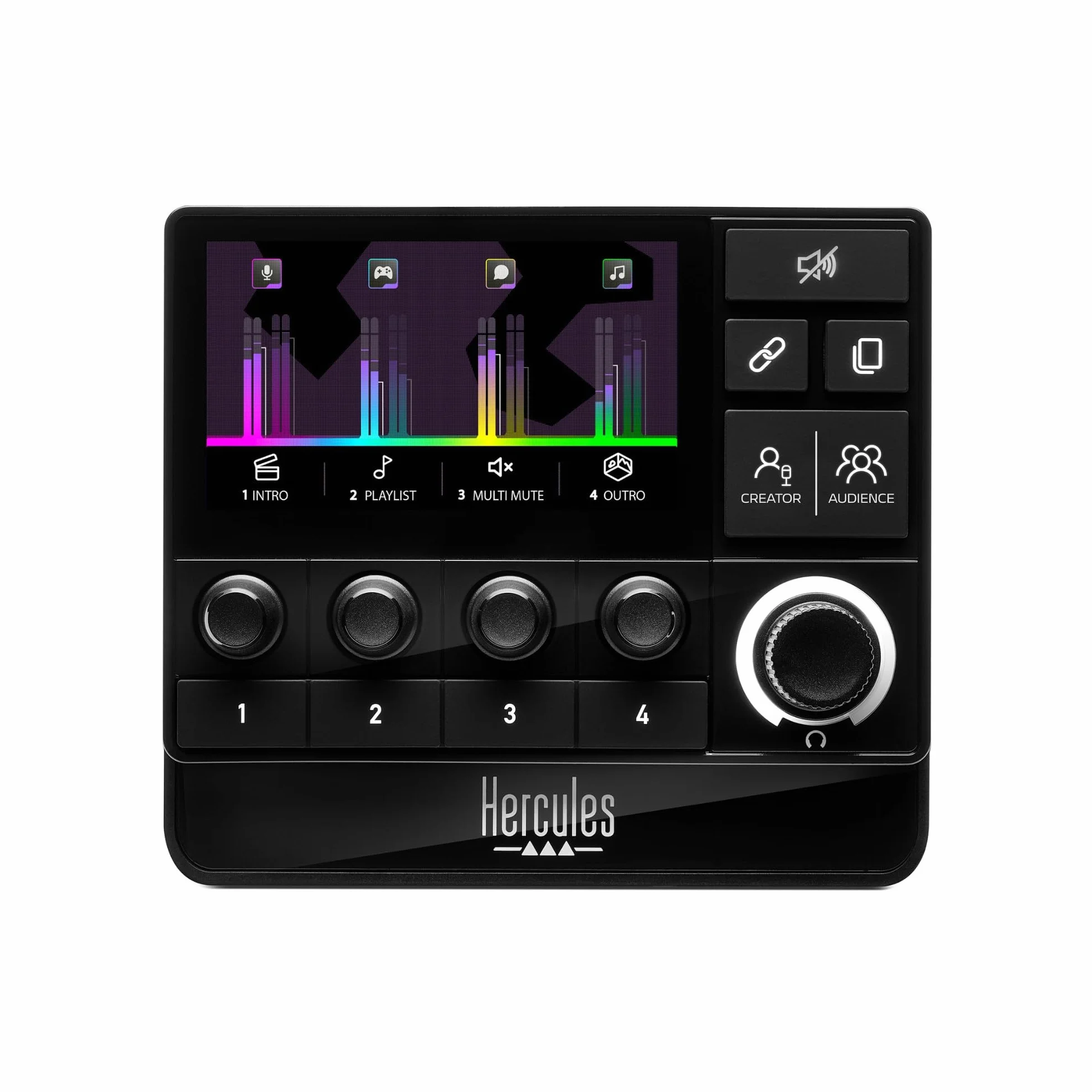 Hercules Stream 200 XLR - Mezclador de Audio y Tarjeta de Sonido para Streaming (Entrada XLR Profesional, Pantalla LCD, Control de Mezcla Dual para Público/DJ, PC Windows) Negro