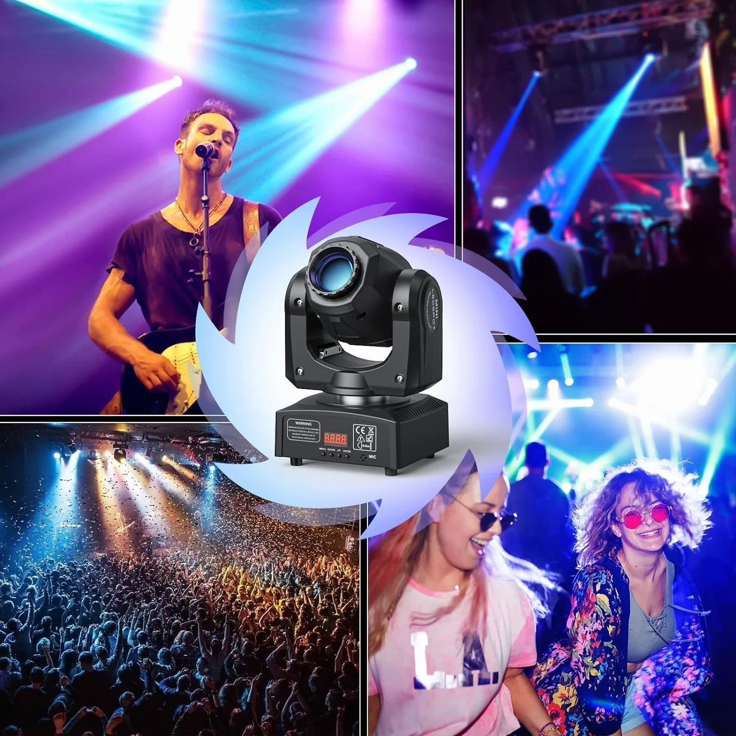 UKing Cabezas Moviles LED 50W Luz de Escenario DMX 512 RGBW Iluminacion DJ Moving Head Foco Luces de la Etapa 9/11 Canales Luces discoteca para KTV, Bar, Club, Fiesta, Boda