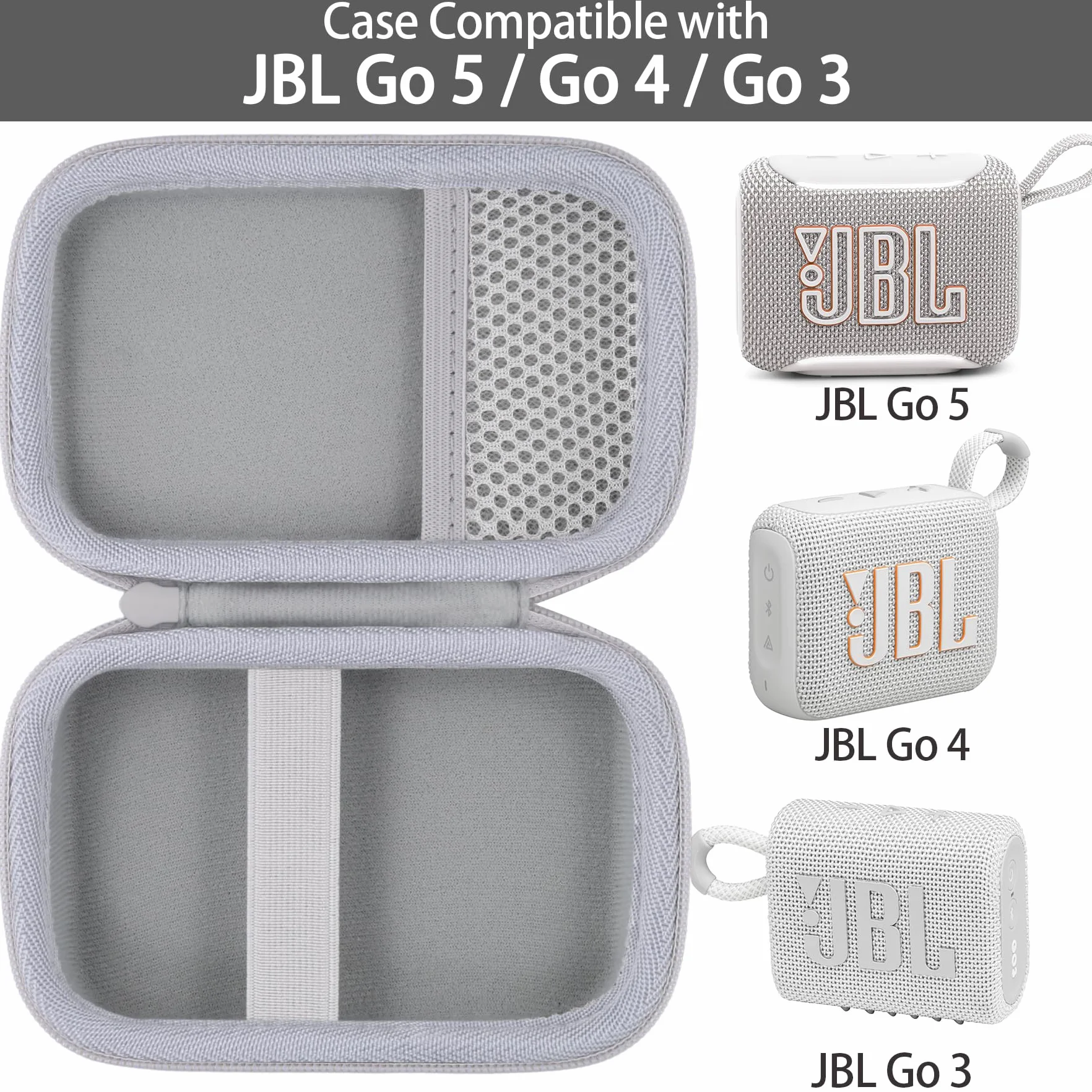 co2CREA Duro Viajar Caja Estuche Funda para JBL GO 5/ GO 4/ GO 3 Altavoz inalámbrico portátil con Bluetooth (Funda Solo,Case Only)