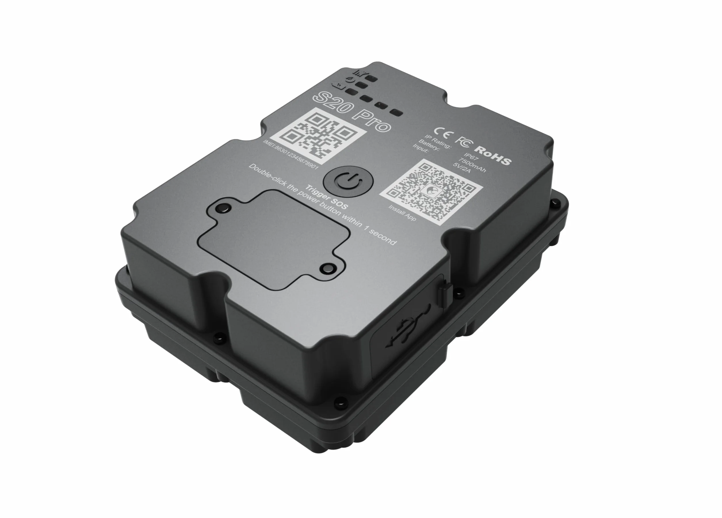Localizador GPS S20-PRO Rastreador para Coches Motos y Perros 7500mAh Alarma Antirrobo Seguimiento Global en Tiempo Real