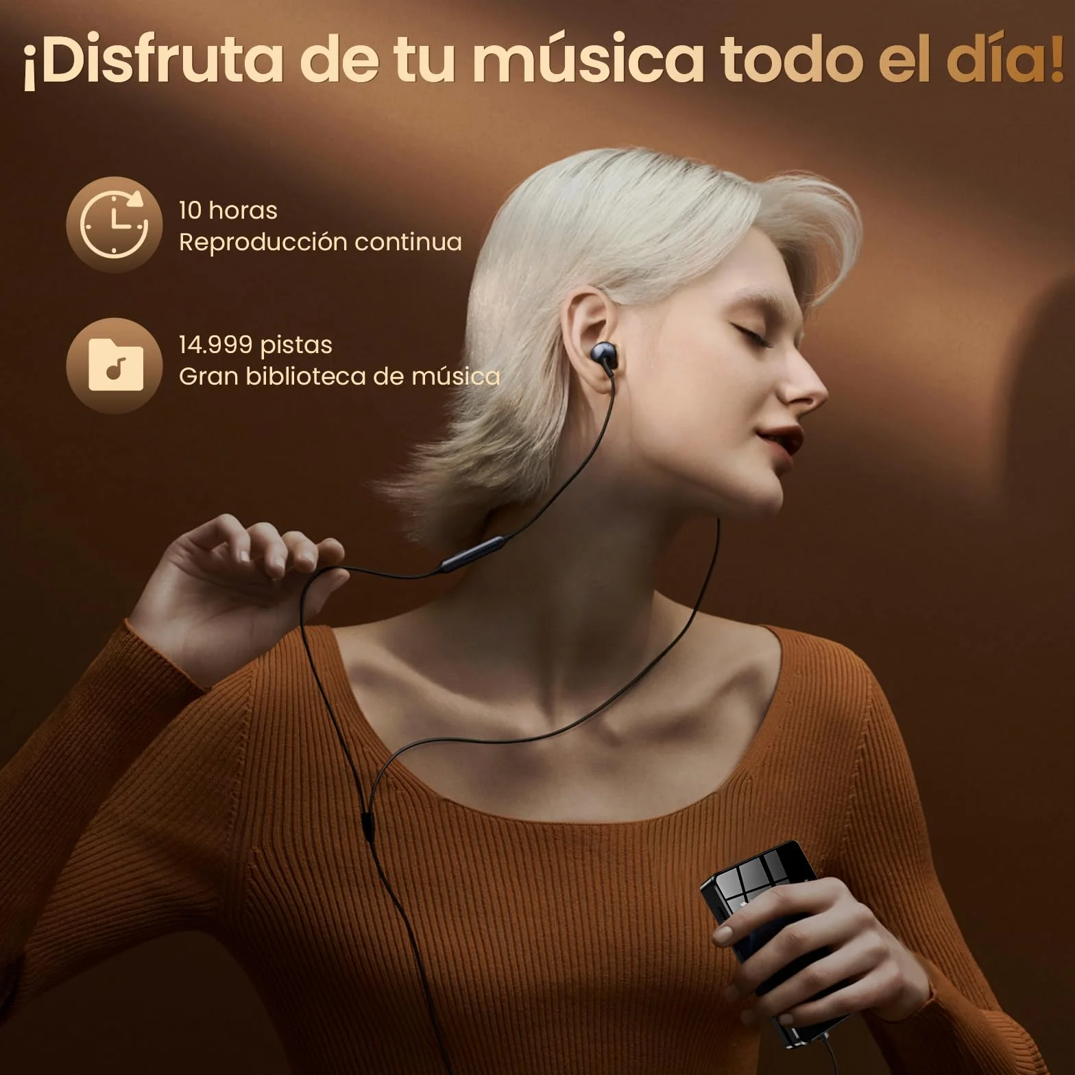 HIFI WALKER H2 Reproductor MP3 Hi-Res con Bluetooth 5.2, Reproductor de Música Lossless con DAC ES9018K2M, DSD128 Nativo 32bit/384kHz, Cuerpo de Aleación de Zinc, Tarjeta SD 64GB Incluida