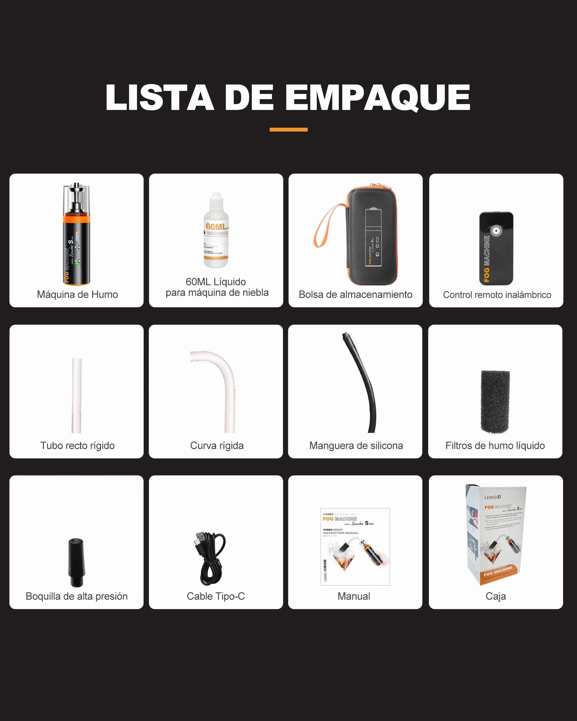 LENSGO Maquina de Humo Portatil con 60ml Líquido, Remoto Inalámbrico, Alimentado por Batería, Maquina de Niebla para Fotografía, Fiestas, Halloween, Bodas,Escenario, Smoke Mini