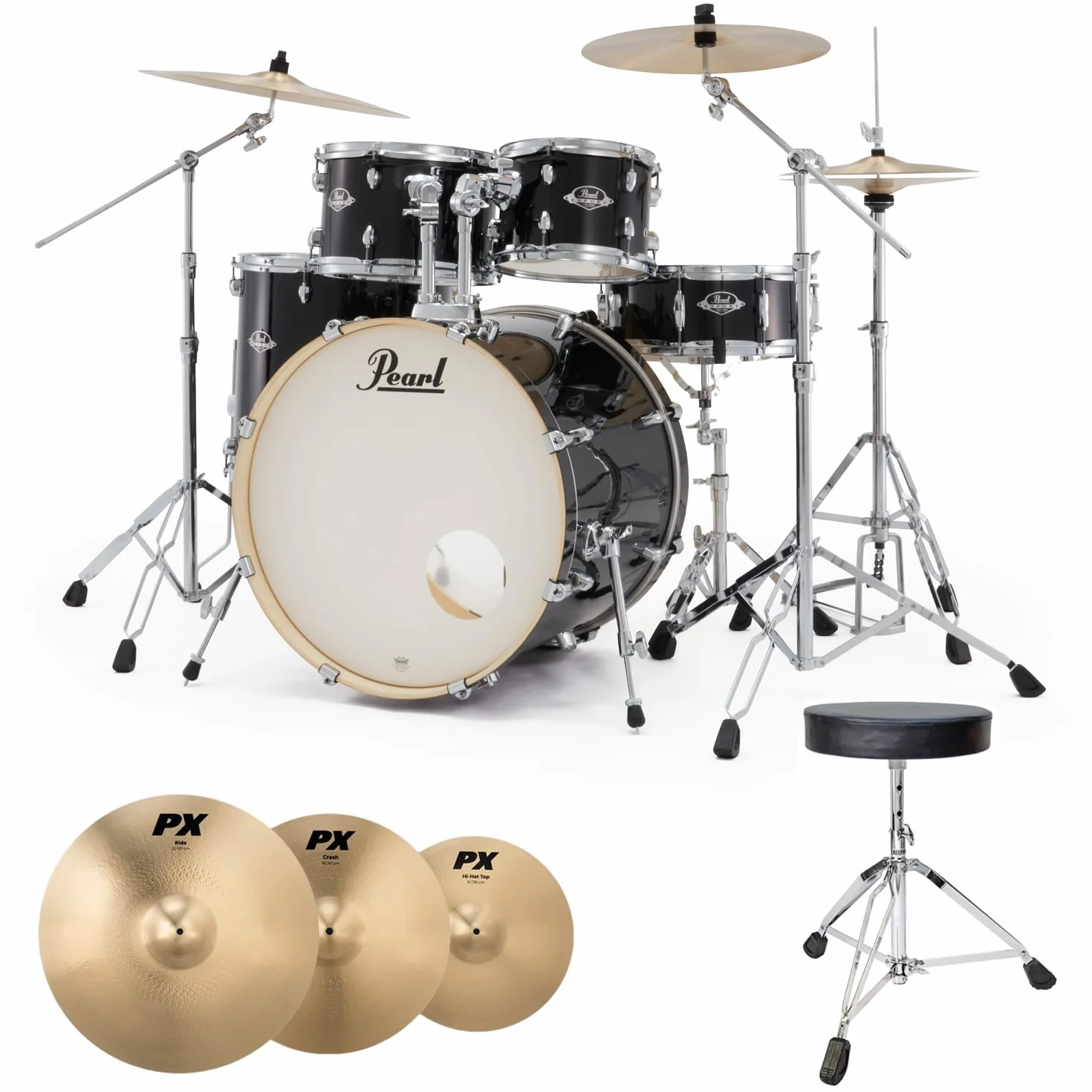 Pearl Export EXX725SZ/C31 - Juego de platillos y taburete, color negro