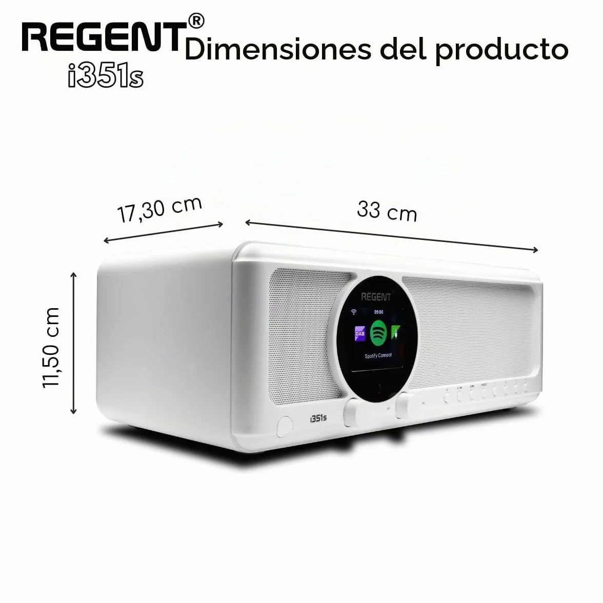 Ferguson - Radio por Internet Dab+ Wi-Fi - Regent i351s Spotify Connect/AUX/USB/Bluetooth - Radio multibanda: Altavoz, Hi-Fi, FM - Doble Alarma, Mando a Distancia - IN/out único - Bluetooth (Blanco)