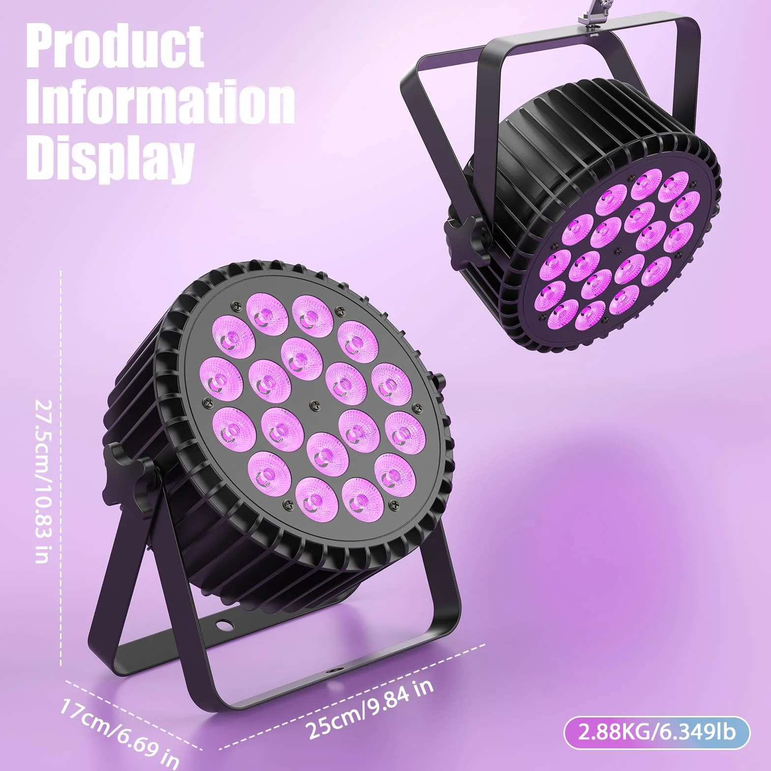 4 piezas UV+RGB 200W LED por proyector, 18 LED por proyector luz de escenario luz de fiesta RGB DMX512 5-en-1 luz de disco para escena DJ fiesta show bar Halloween Navidad