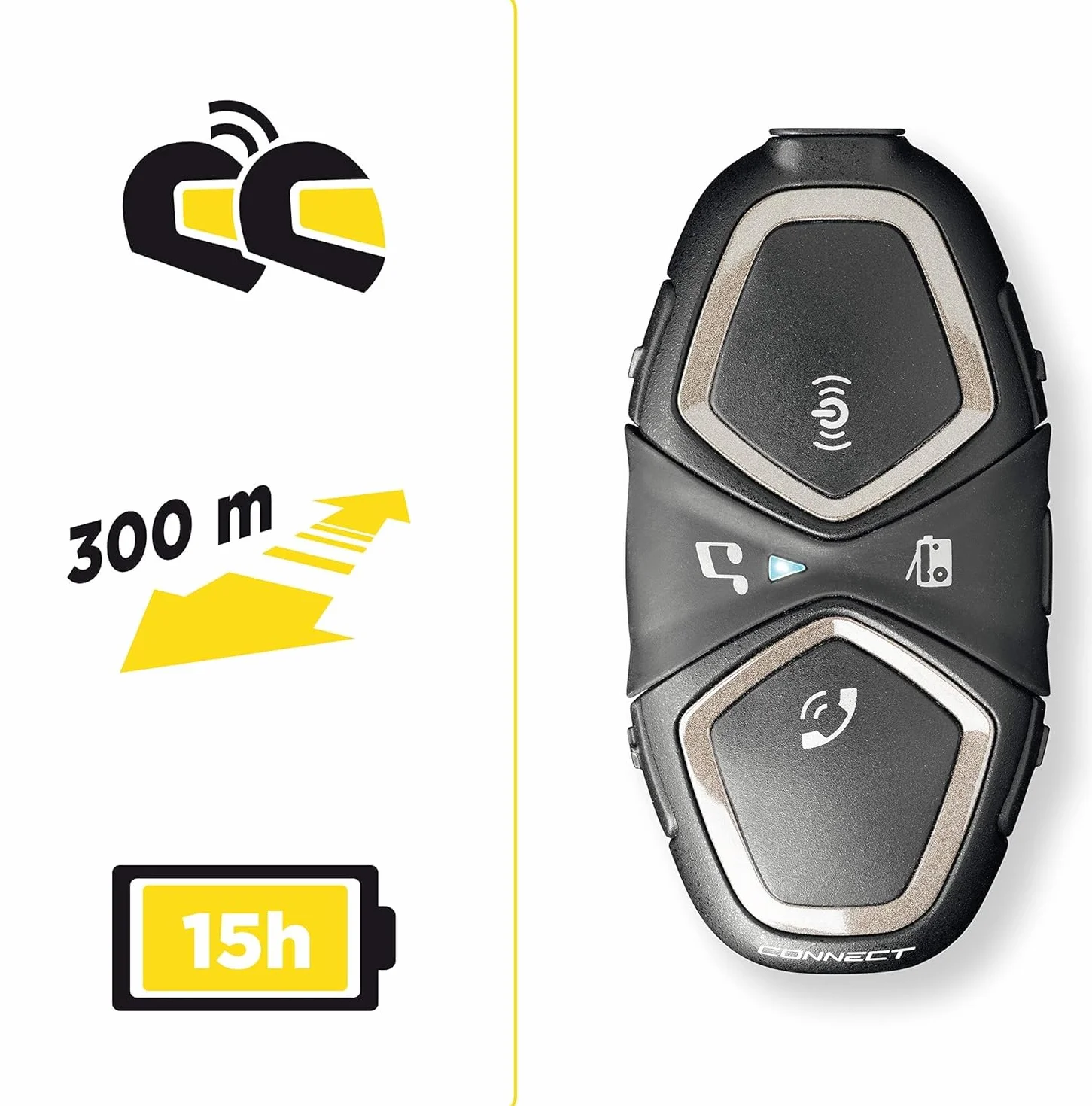 INTERPHONE Connect HD – Intercomunicador para Casco de Moto, estéreo, Alta fidelidad, 40 mm, Uso piloto – piloto, Distancia 300 m, autonomía 12 Horas, Radio, GPS, TFT, Impermeable IPX67