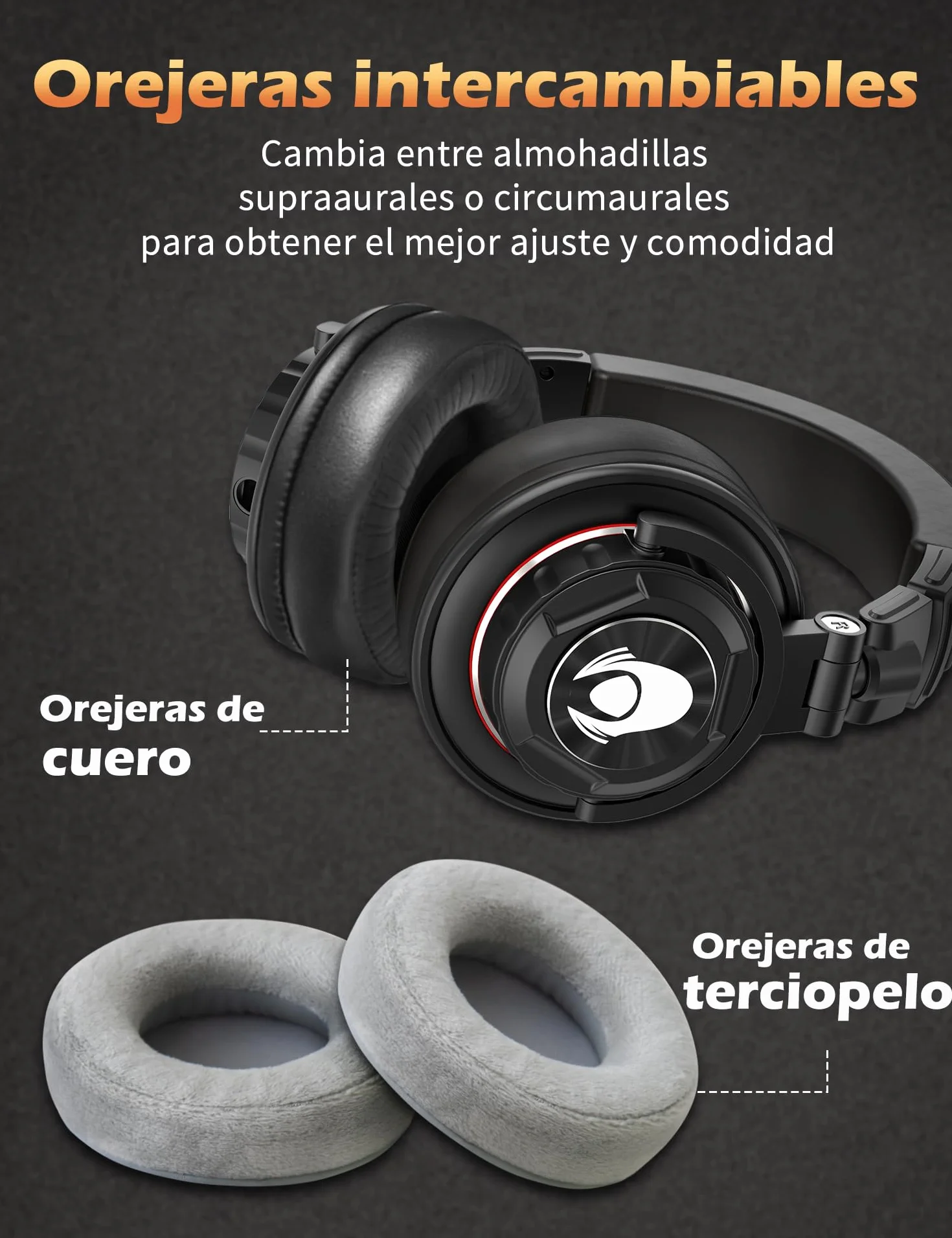 talomen TI660X Auriculares DJ con Cable,Auriculares de Estudio,auriculare con HD,50mm Controladores,Conector de 3.5 y 6 mm,Earphones de Ruido para pc Piano Guitarra AMP Grabación de Teléfono,Negro