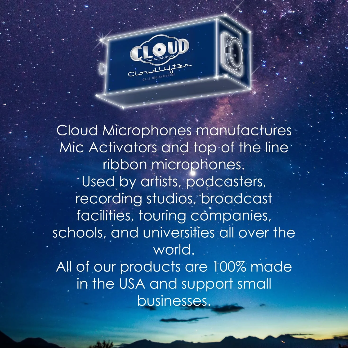 Cloud Microphones - Cloudlifter CL-1 - Paquete de activador de micrófono con cable Get Lifted Studio azul con XLR dorado (2 artículos) (10 pies)