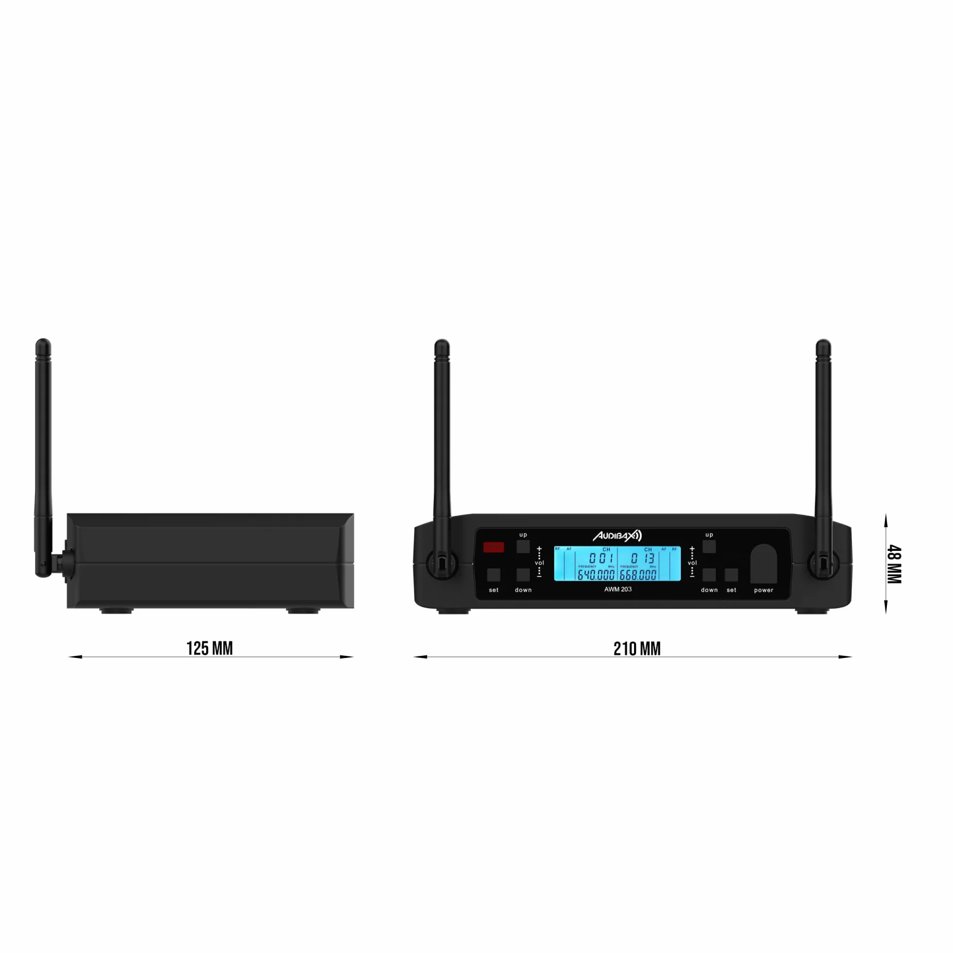 Audibax AWM 203 Sistema Inalámbrico Micrófono Diadema de 2 Canales UHF