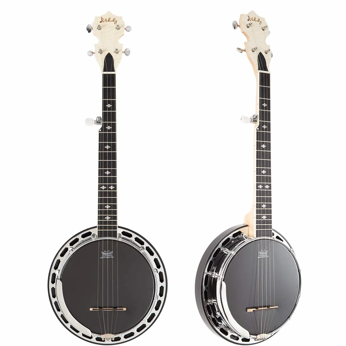 Mulucky Banjo de 5 cuerdas MINI, banjo de viaje de 28 pulgadas, cabeza Remo, resonador y afinador 5º engranado, kit de inicio con regla de púas y afinador