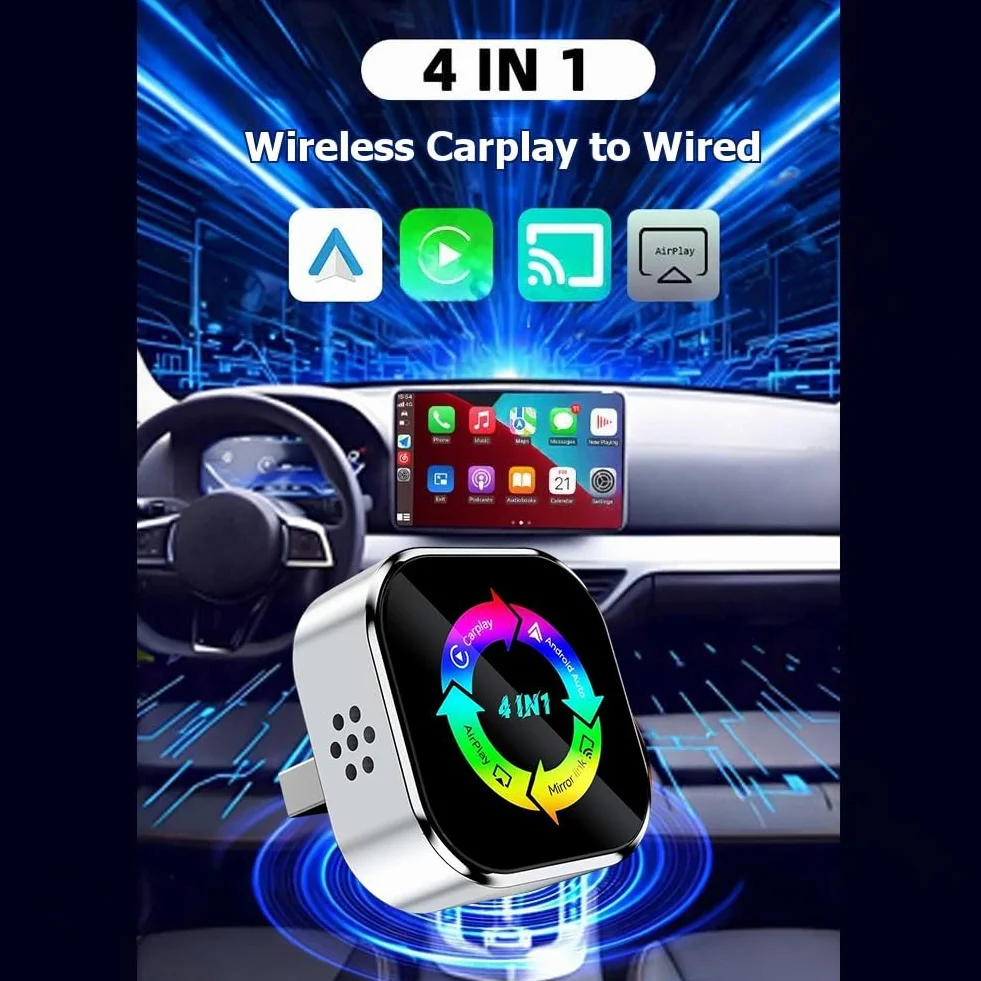 AI Smart Box 4 en 1 Adaptador inalámbrico CarPlay USB Dongle Airplay/Mirror Link/Android Auto/Carplay Car Intelligent System B