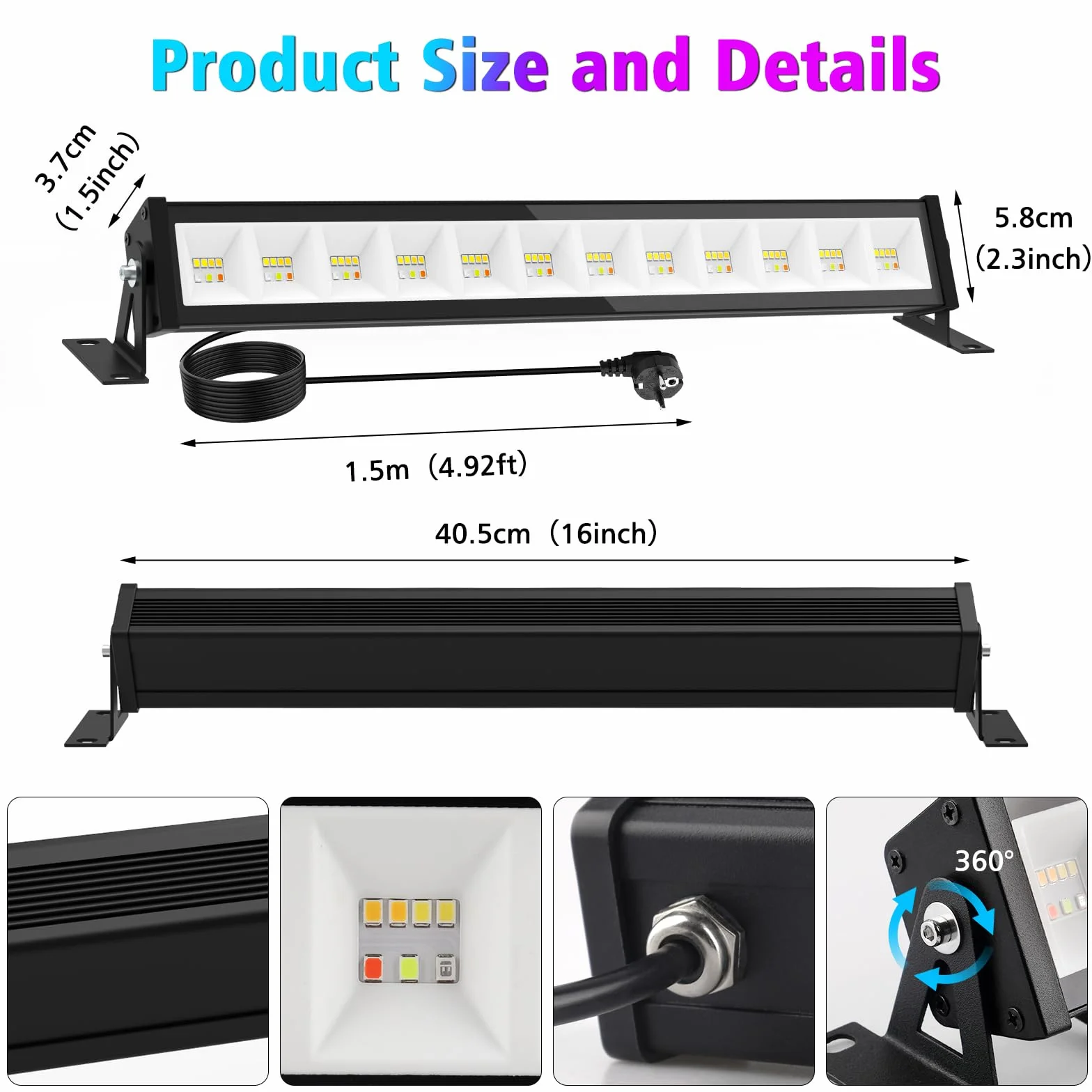 T-SUN 50W RGB Barra de Luz LED, 4 Piezas RGBCW Foco LED Exterior, Iluminación Mural RGB Inteligente con Mando a Distancia/APP/Memoria/Temporizador/Impermeable IP66 para Escenarios Bar Fiesta Jardín