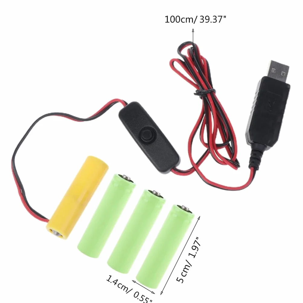Convertidor de energía USB AA eliminador de batería reemplaza 4 pilas AA de 1.5 V para control remoto luz LED juguete electrónico