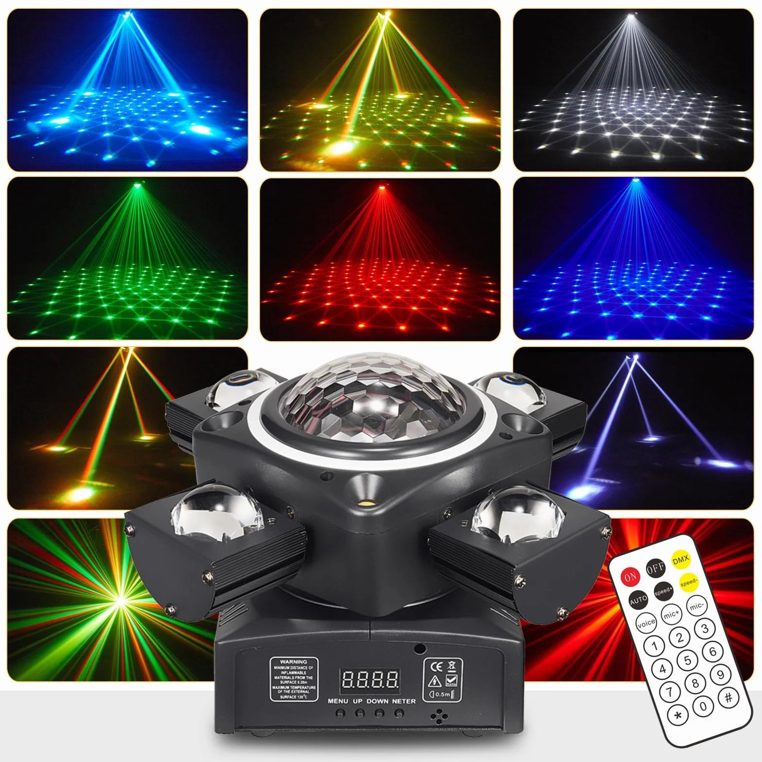 Luz de discoteca XJG-102, proyector LED RGB controlado por música, efecto DMX, para KTV, fiestas, eventos familiares, bodas, cumpleaños, Halloween