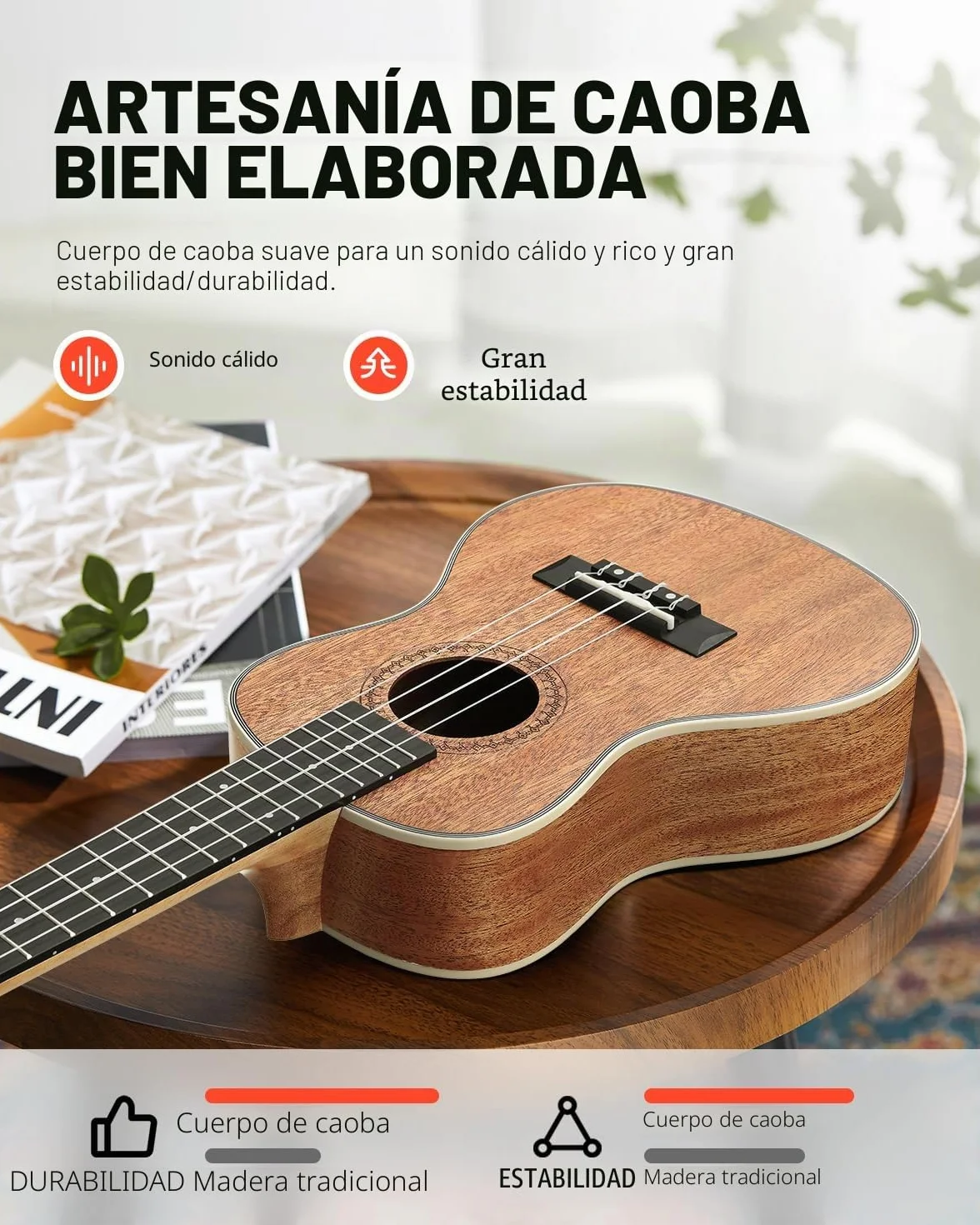Donner Ukelele Concierto 23 Pulgadas para Adultos Niños Principiante Ukelele Madera Caoba Kit y Cuerda Nylon, Online Lección DUC-200