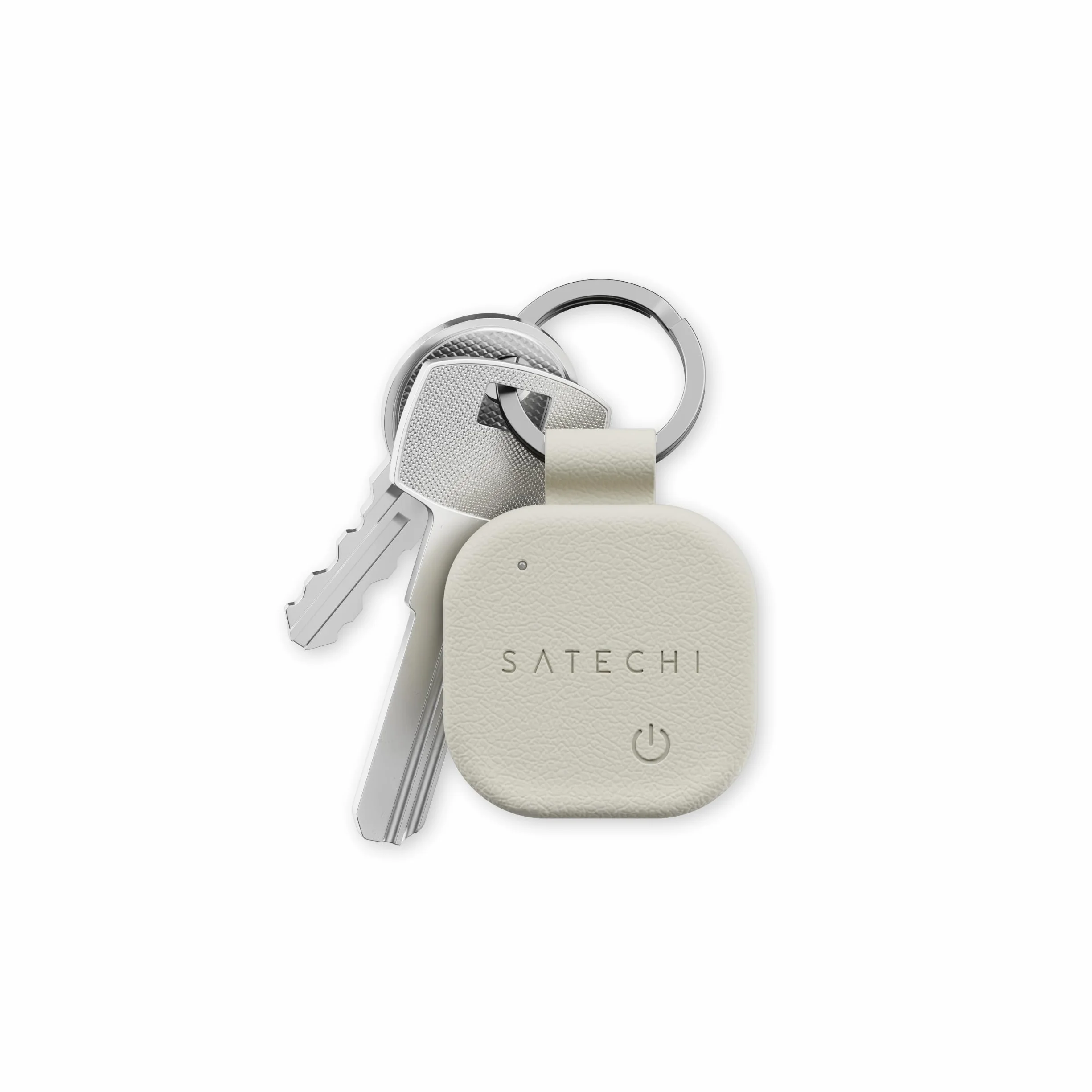 SATECHI FindAll Buscador de Llaves con Apple Find My, Carga Inalámbrica, Alerta de Olvido con Sonido Potente, Llavero GPS Localizador de Llaves para iPhone, iPad, Mac y más – Beige