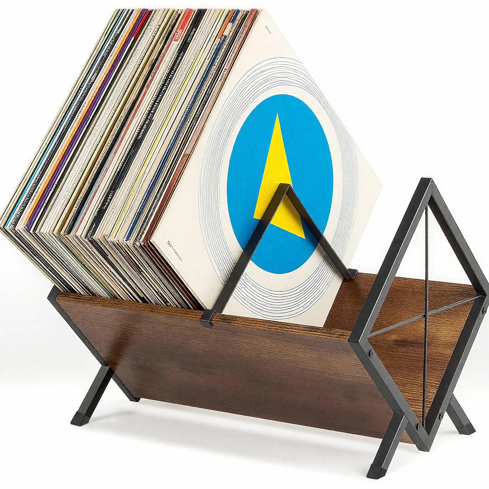 Soporte Para Discos de Vinilo, 80-100 LP Expositor Discos Vinilo, 40 x 30 x 30 cm, Estante de 1 Nivel Con Separador Antideslizante, Organizador Para CD, Álbumes, Revistas y Libros