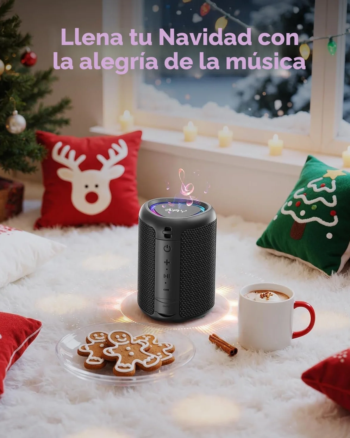 AY Altavoz Bluetooth Portátil con Luces, Impermeable IPX5, Parlante Estéreo, Entrada AUX&TF-Card, Autonomía de 24H, Altavoz Inalámbrico Bluetooth 5.3 Compacto para Camping,Viajes, Aire Libre