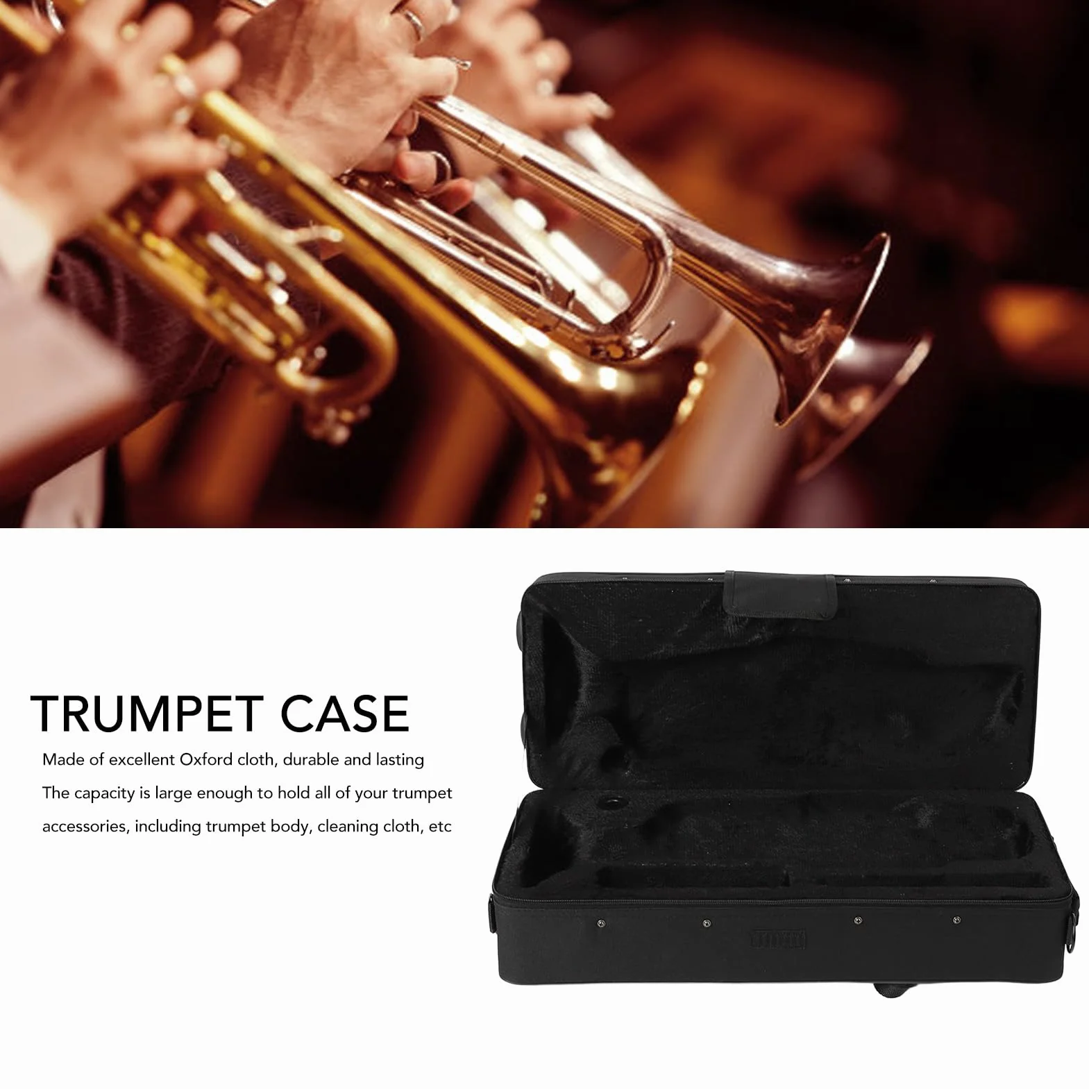 Tela de Oxford Trompeta Bolsa, Estuche de Trompeta, Acolchado Interno y protección contra raspaduras, Trompeta Maleta para su Transporte para músicos viajeros