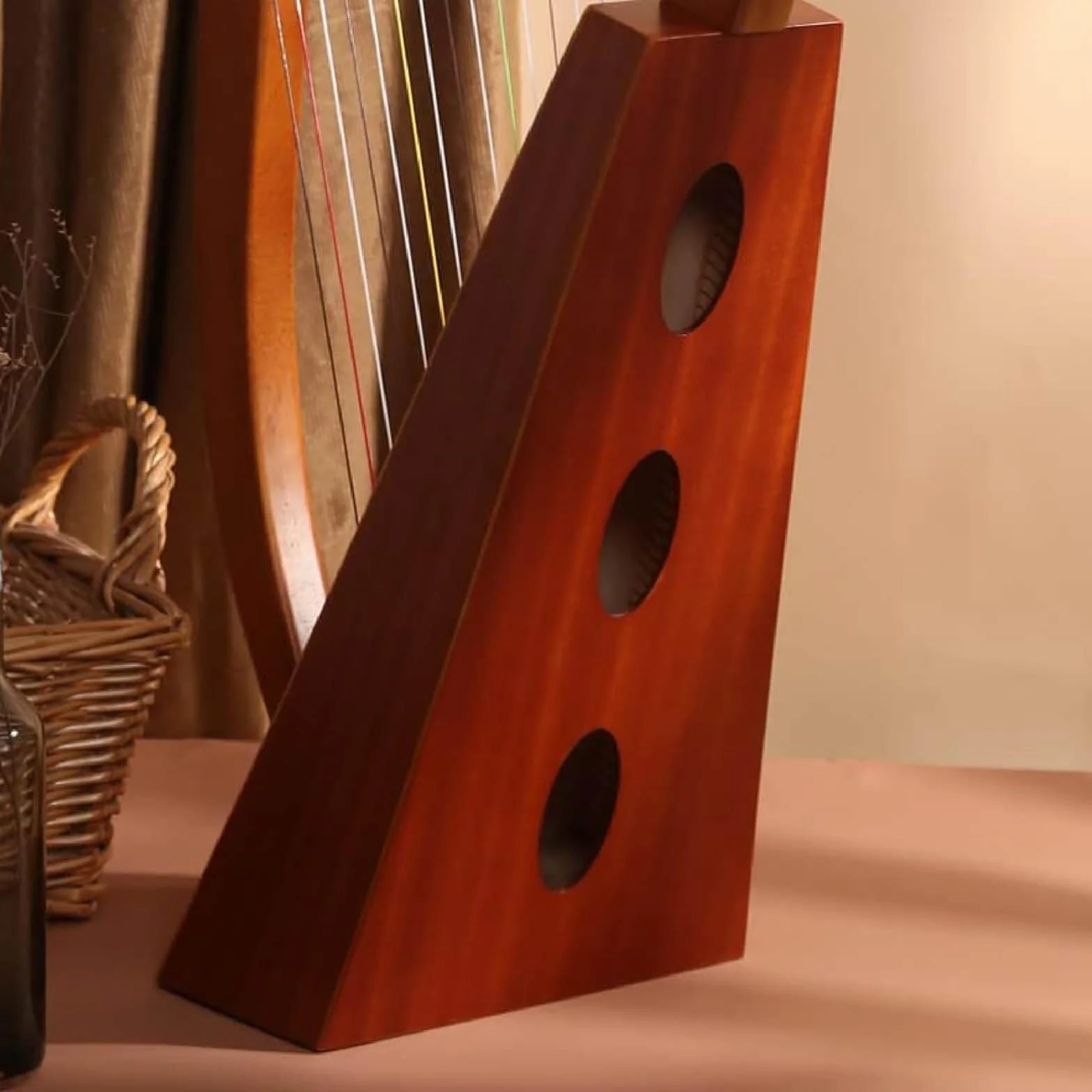 Arpa irlandesa celta, 19 cuerdas, arpa de palanca de madera de caoba, 3 agujeros de sonido, con llave de afinación y bolsa, para resonancia rica, para adultos, principiantes y músicos profesionales