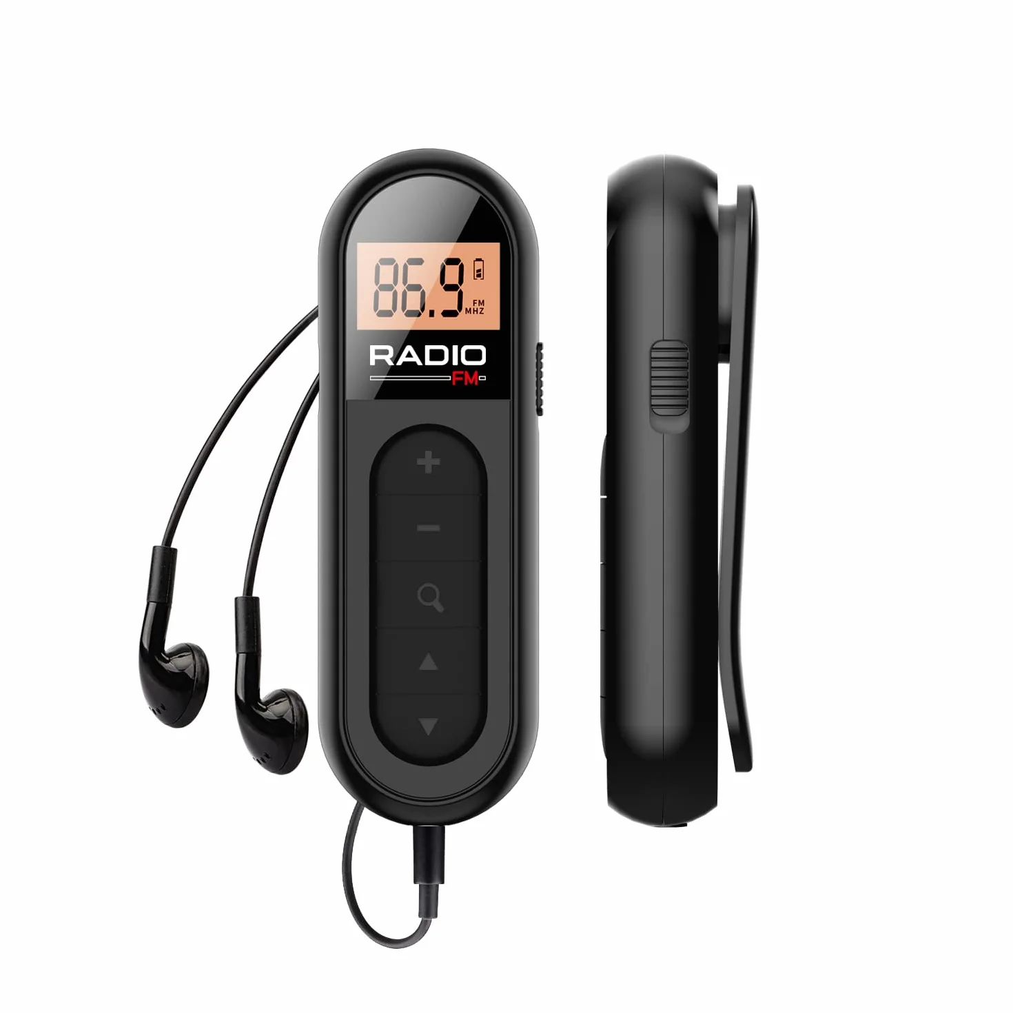 Radio FM Portátil, Radio Digital de Bolsillo a Transistor Recargable con Excelente Recepción, Clip para Cinturón, Auriculares para Footing y Caminata