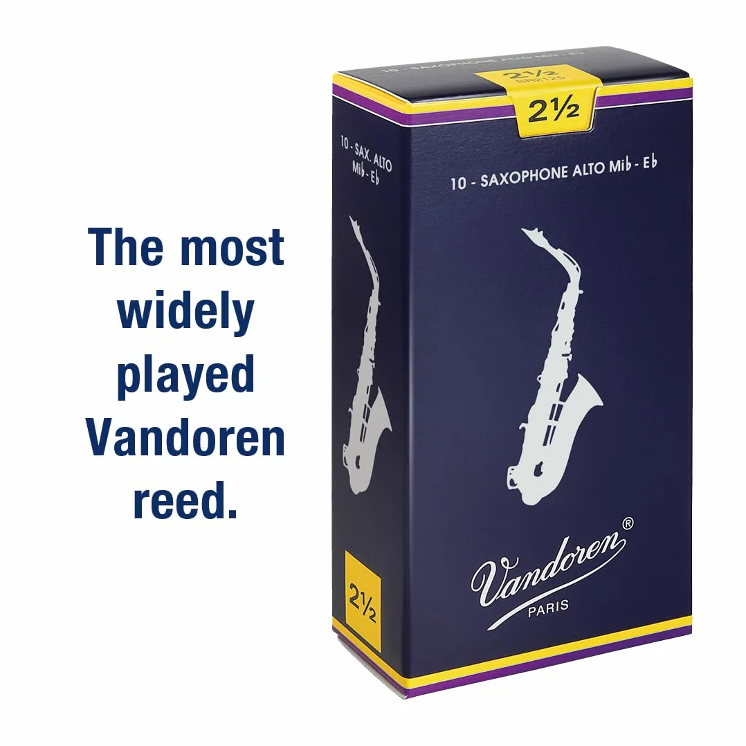 Vandoren SR2125 - Caja de 10 cañas tradicional n.2.5 para saxofón alto, Azul