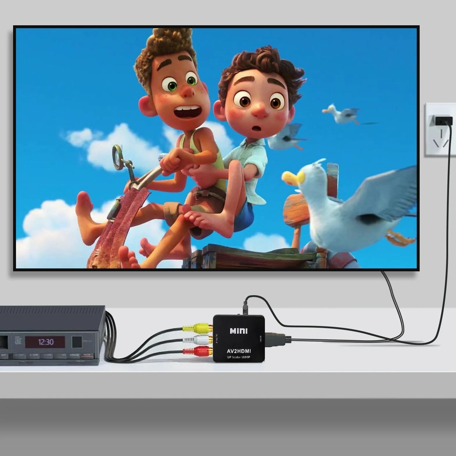 YLK Convertidor RCA a HDMI, Convertidor de AV a HDMI, Adaptador de Audio y Video CVBS Compuesto Mini RCA 1080P Compatible con PAL/NTSC para TV/PC/PS3/PS4/Portátil/STB/Xbox VHS/VCR/Reproductores