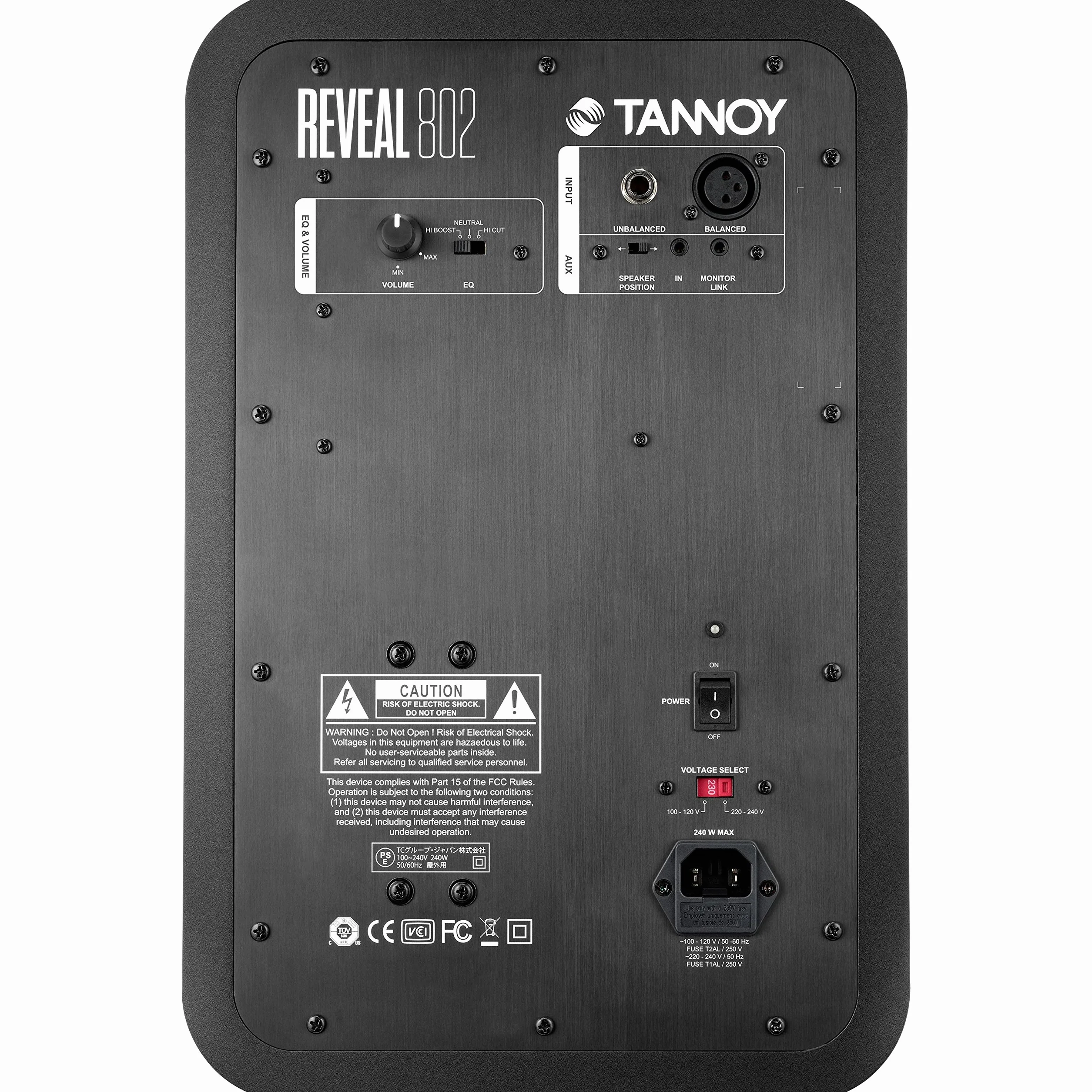Tannoy REVEAL 802 Monitor de referencia de estudio biamplificado de 8" y 140 vatios con puerto de graves de disparo frontal sintonizado