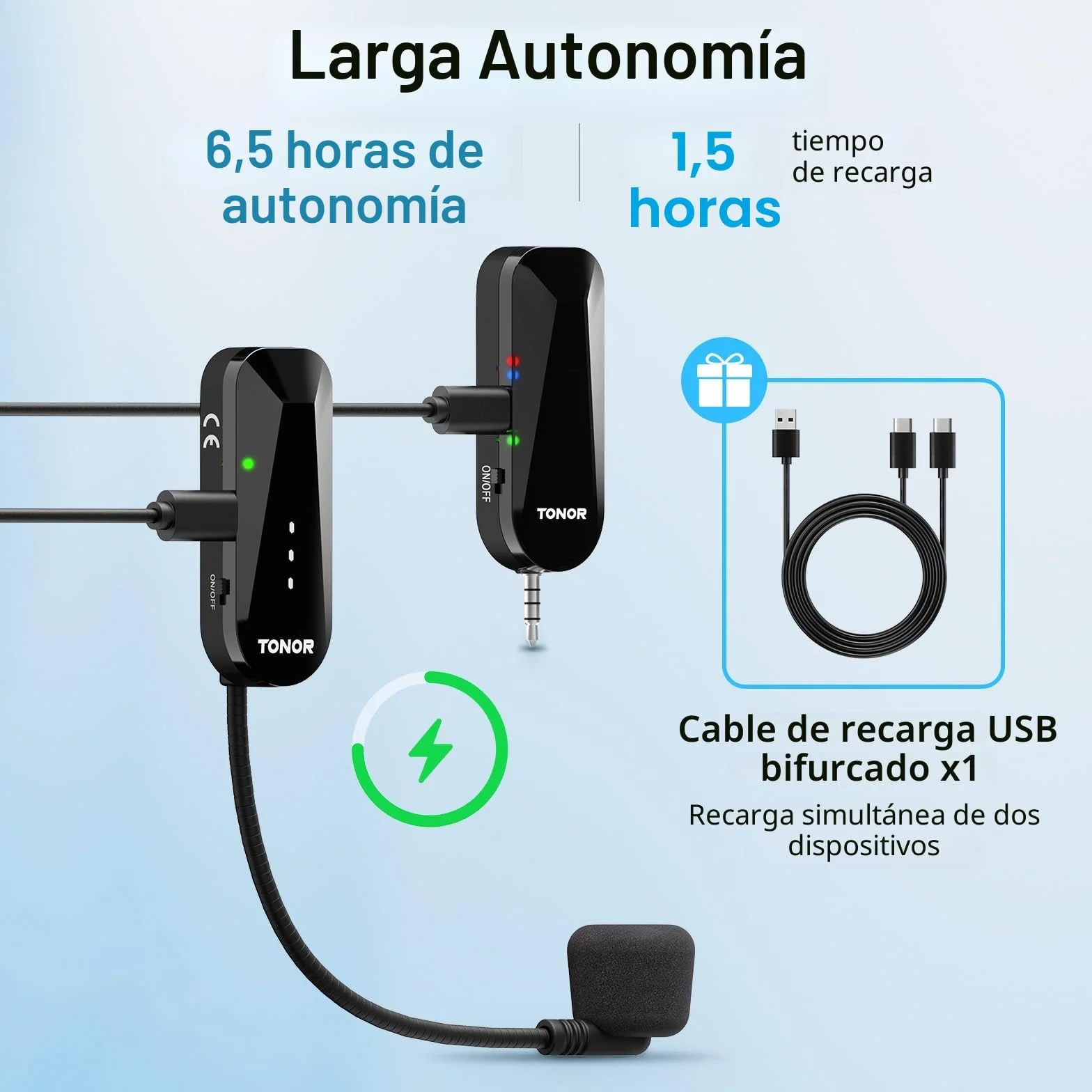 TONOR Microfono Inalambrico Diadema, UHF Wireless Micrófono de Mano y para la Cabeza 2 en 1, 20 Canales,6.5H Autonomia, Amplificador de Voz Portatil para Fitness/Conferencias/Guía Turístico/Profesores